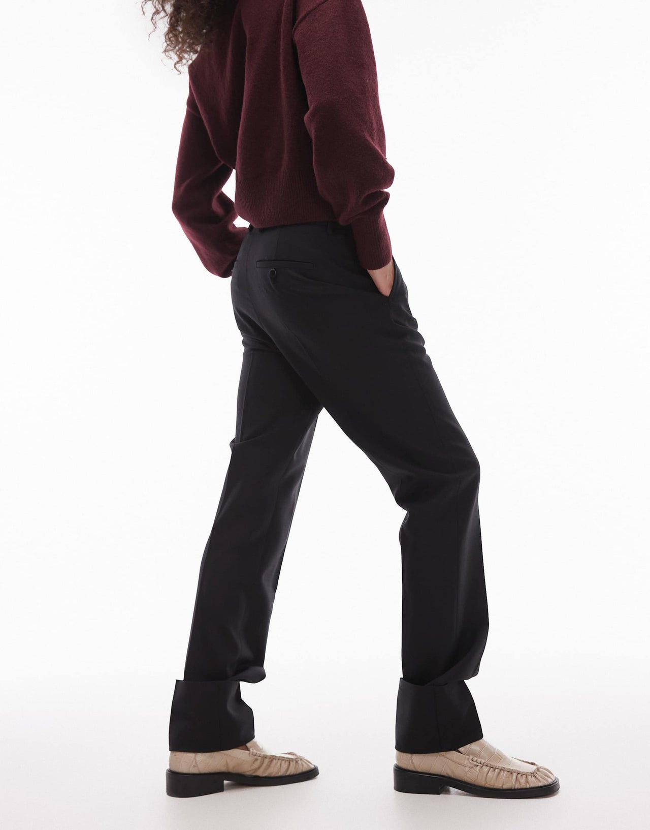 ARKET wool blend trousers with zip hem detail in black