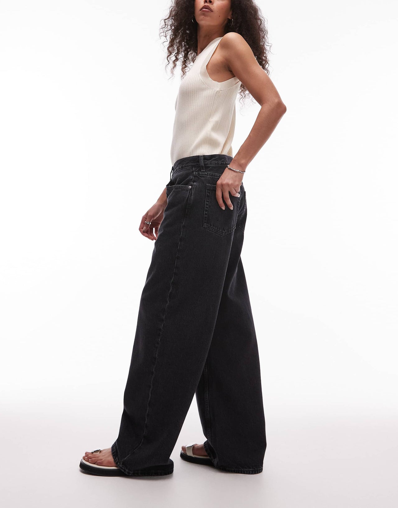 ARKET Cloud low rise baggy wide leg jeans in dark washed grey