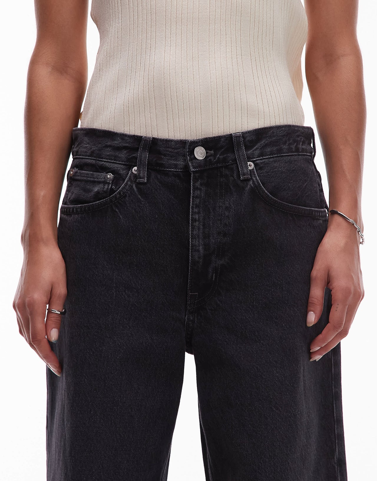 ARKET Cloud low rise baggy wide leg jeans in dark washed grey