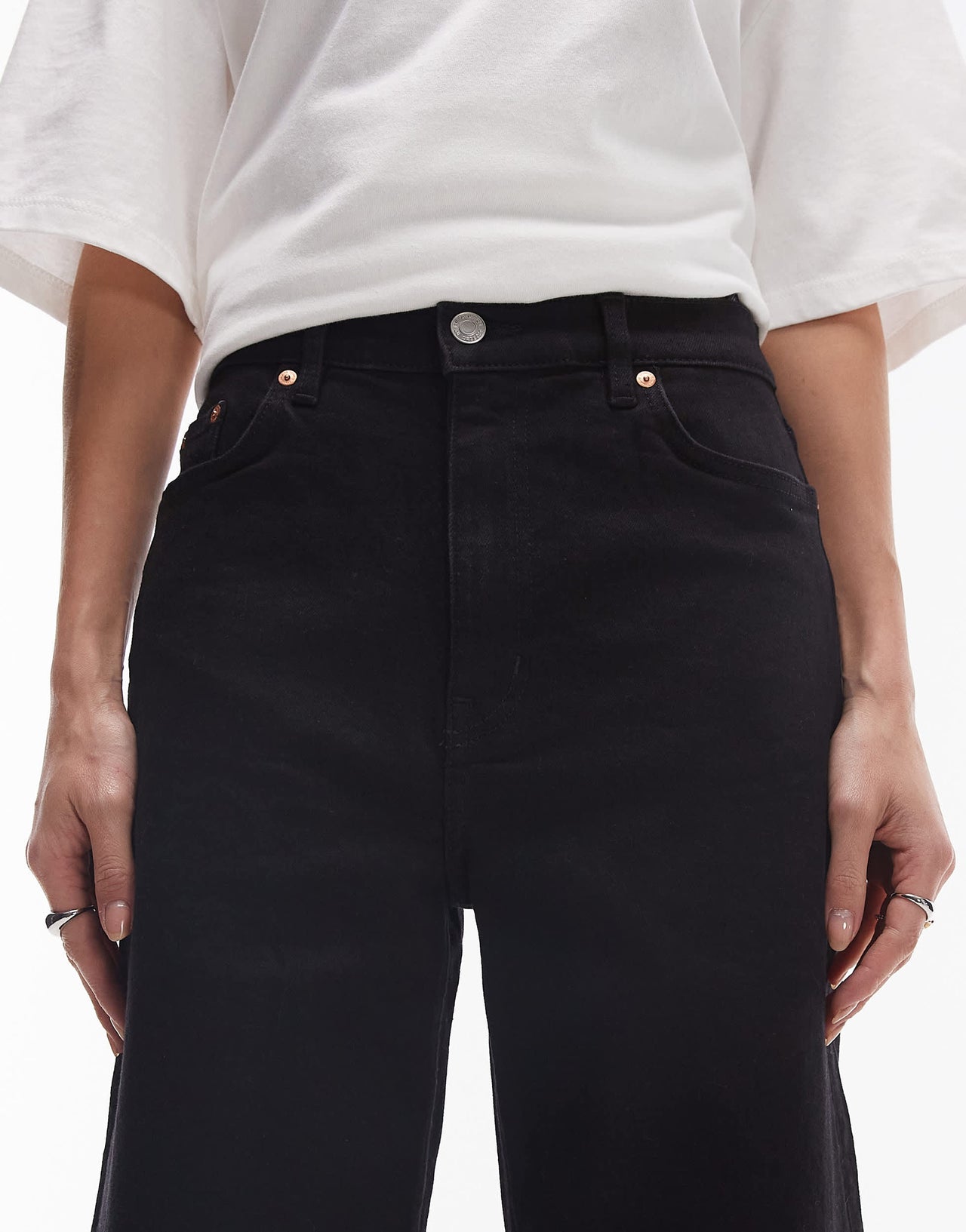 & Other Stories high waist wide leg jeans in washed black