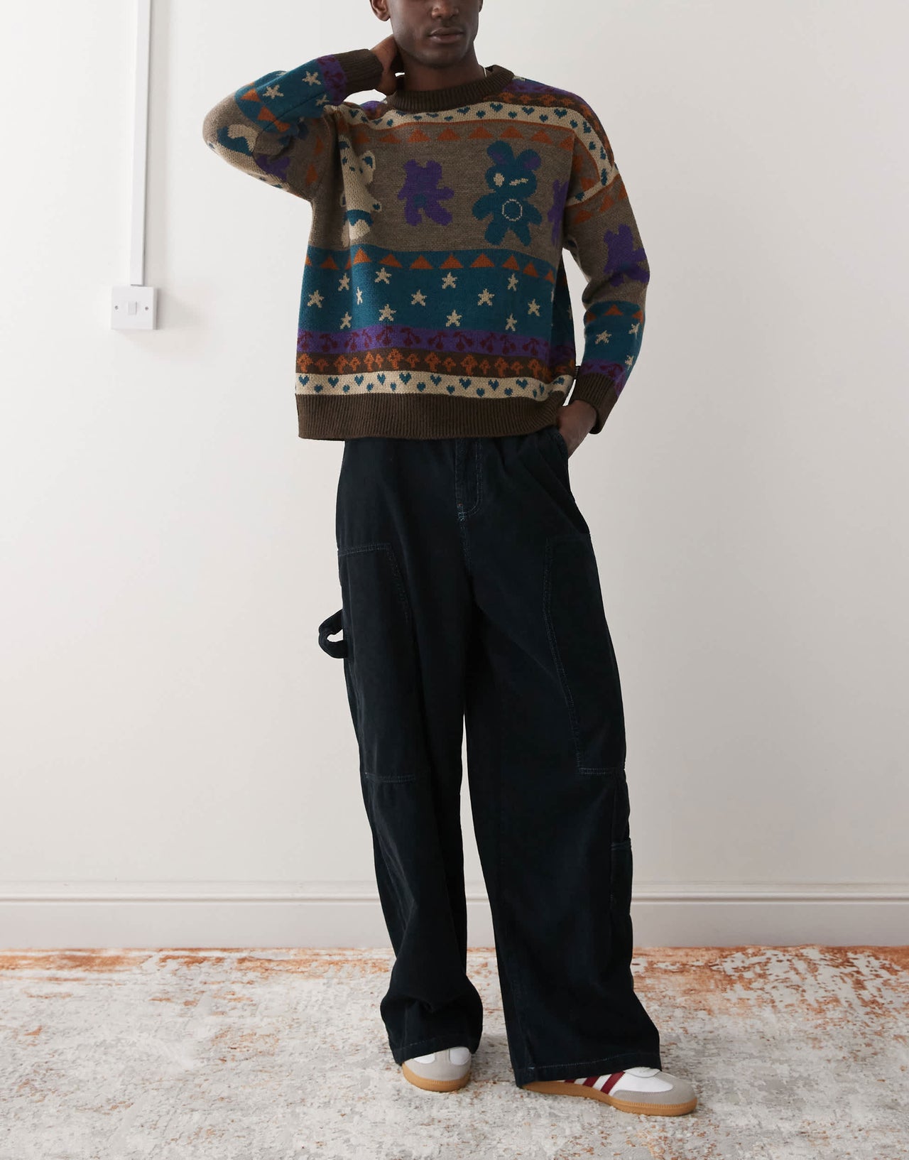 COLLUSION baggy carpenter jeans in navy cord