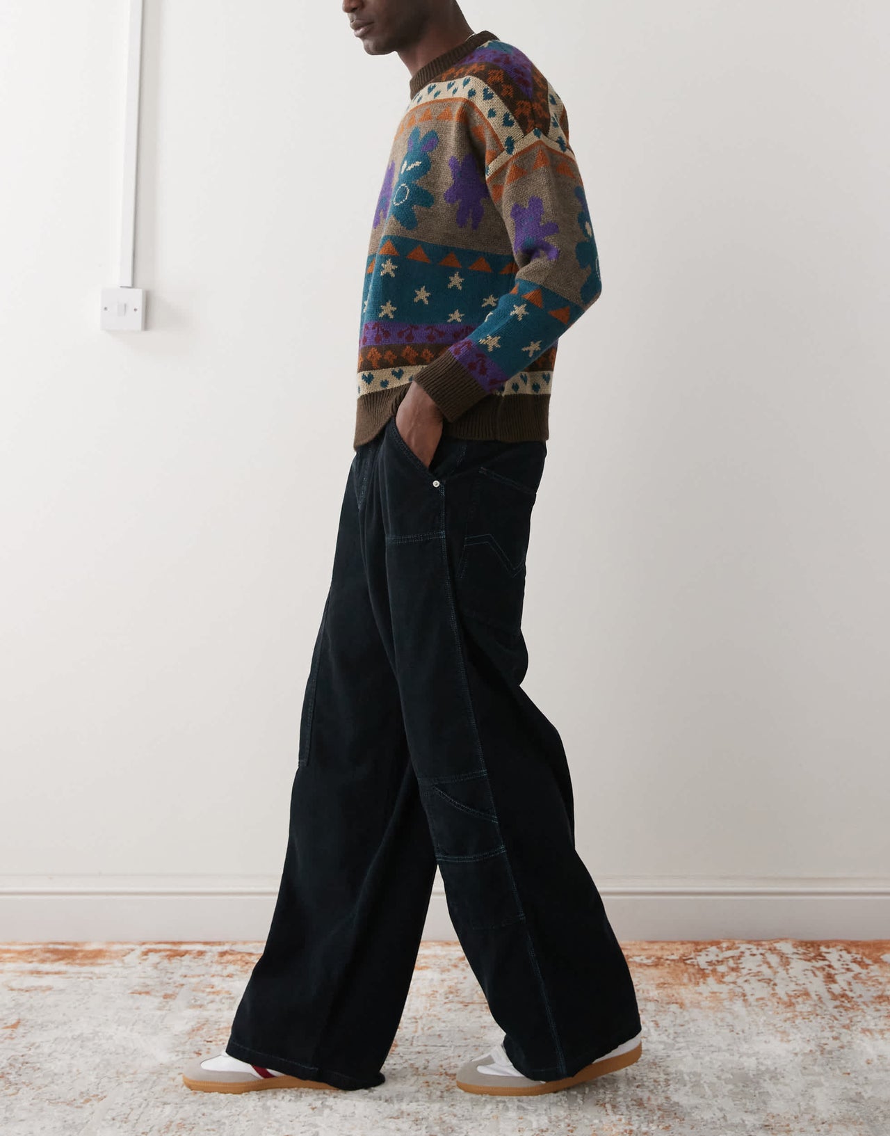 COLLUSION baggy carpenter jeans in navy cord