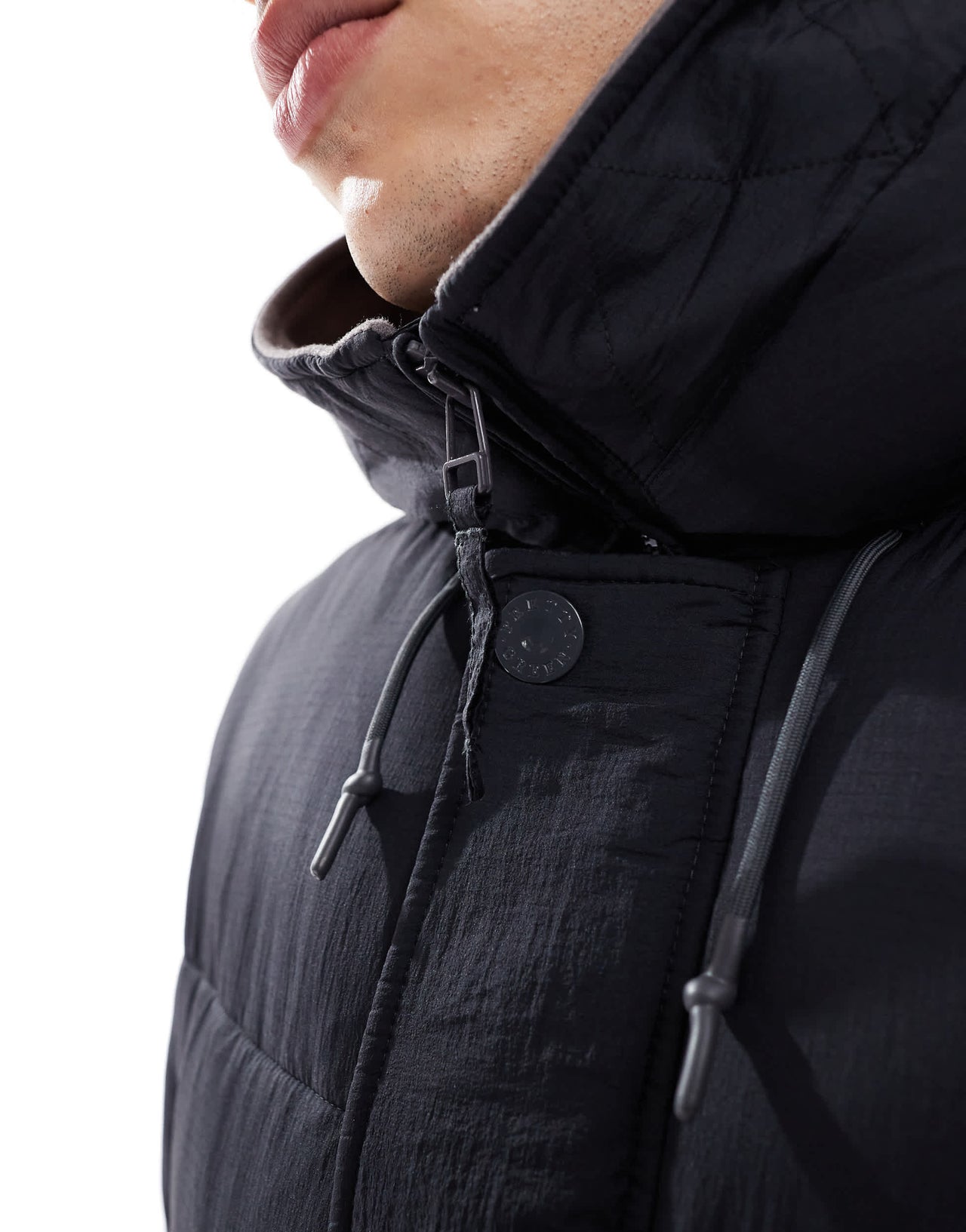 Pretty Green mountfield quilted parka jacket in black