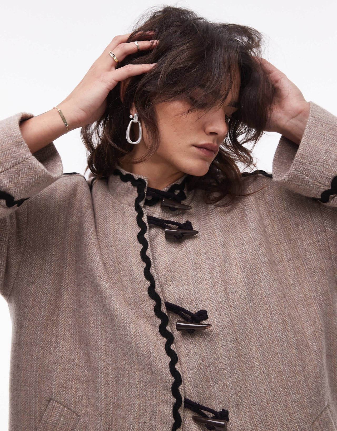 Resume blanket stitch toggle button jacket in sand