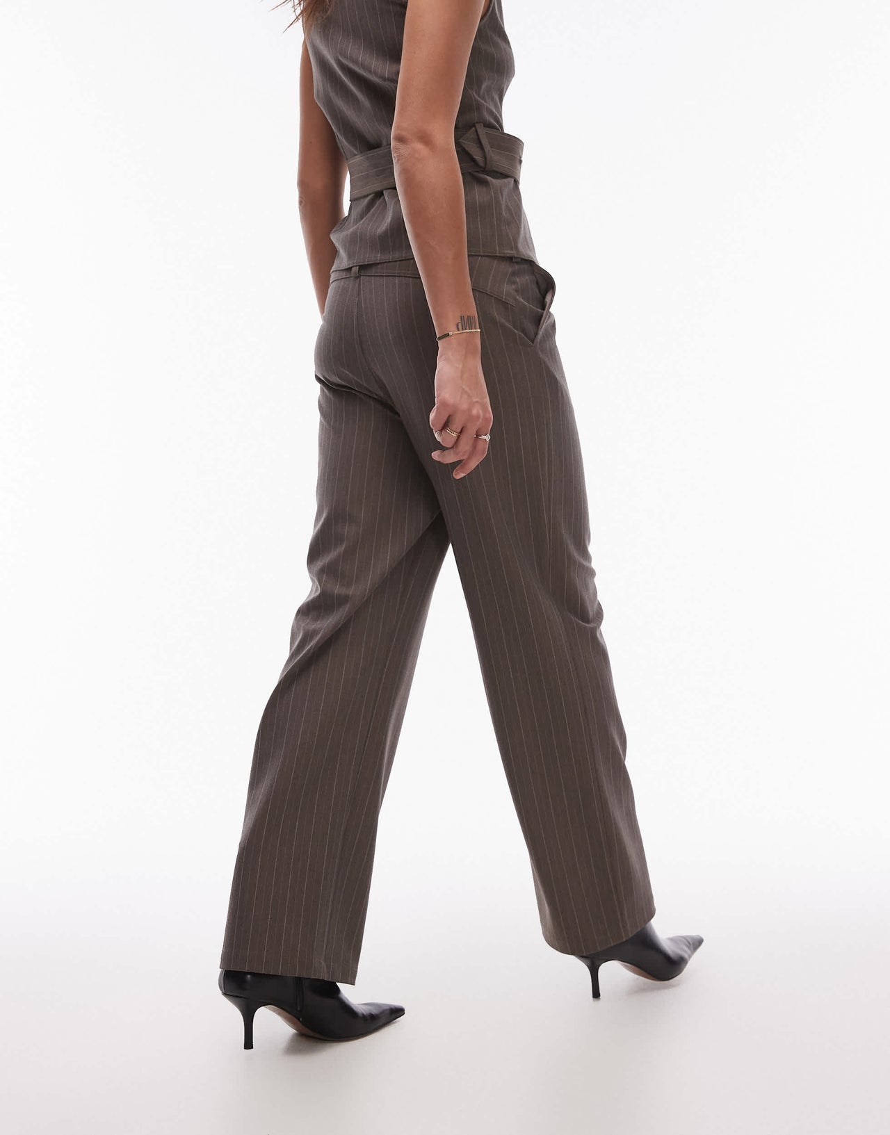 Resume baggy relaxed fit low rise brown pinstripe co-ord