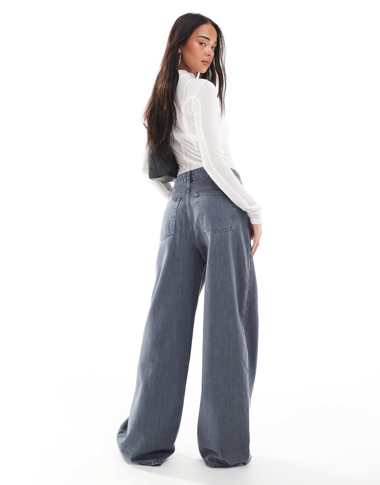 & Other Stories Gio mid waist relaxed wide leg jeans in washed grey