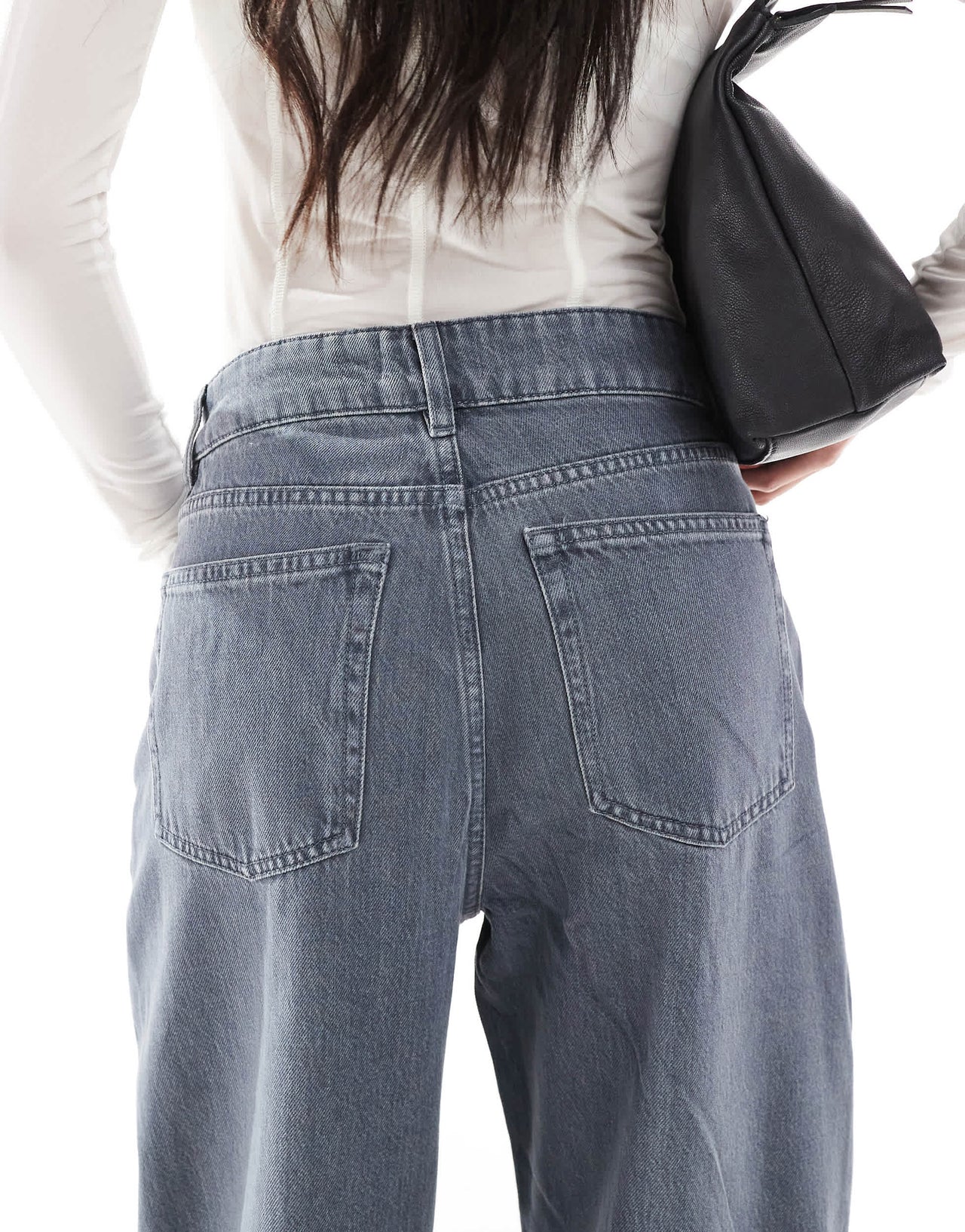 & Other Stories Gio mid waist relaxed wide leg jeans in washed grey