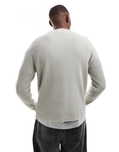 Pull&Bear ribbed knitted jumper in light blue