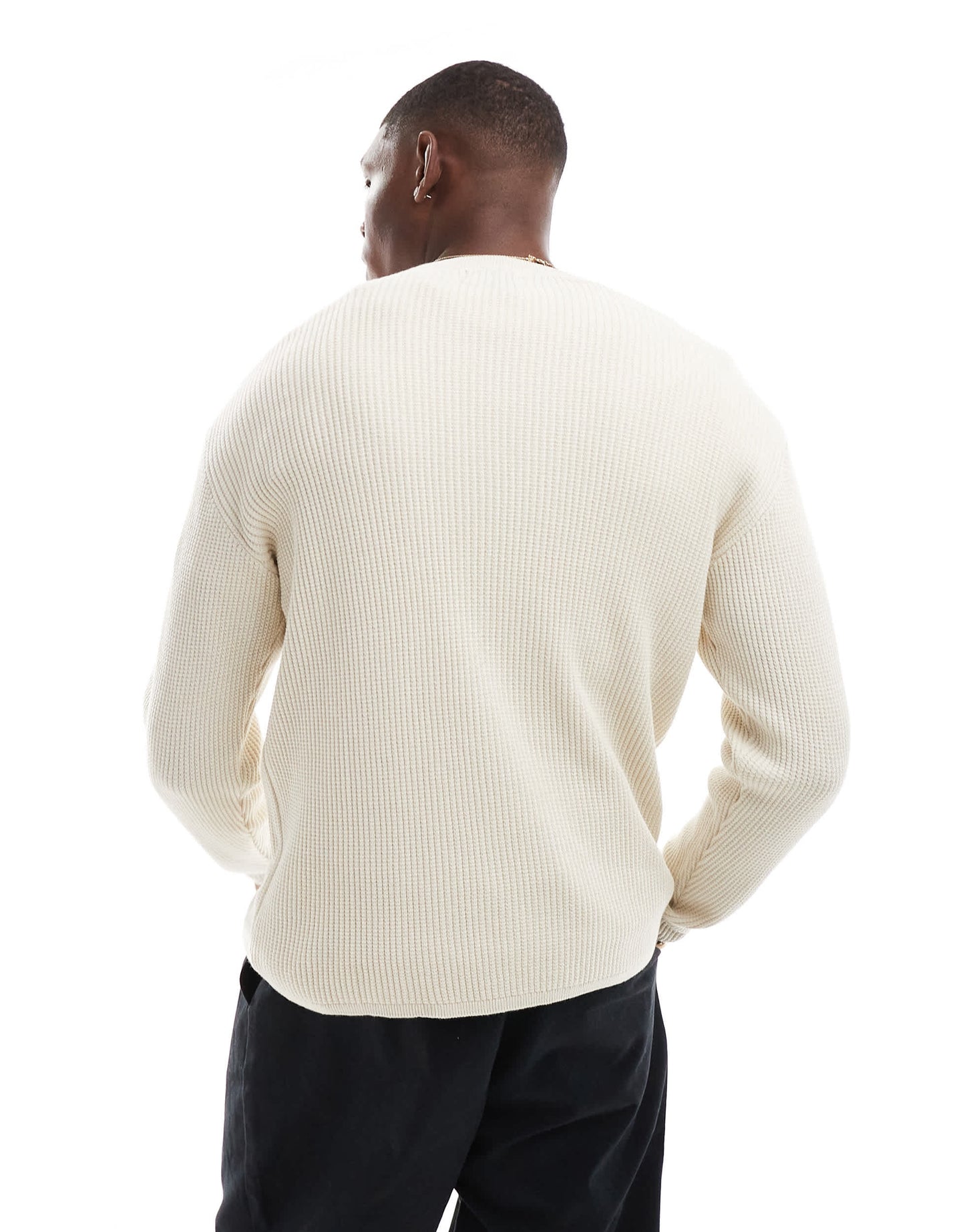Pull&Bear ribbed knitted jumper in ecru