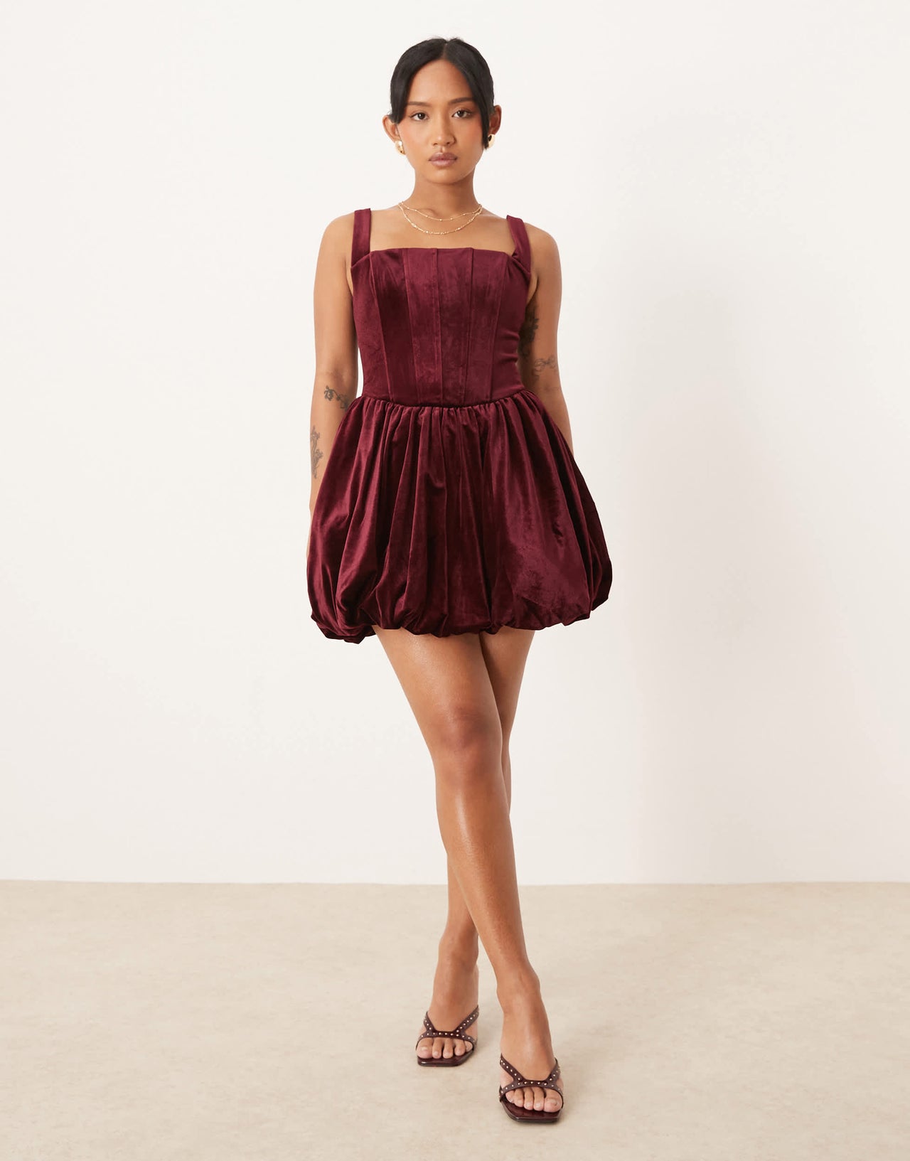 Forever New Petite structured hem mini dress in red