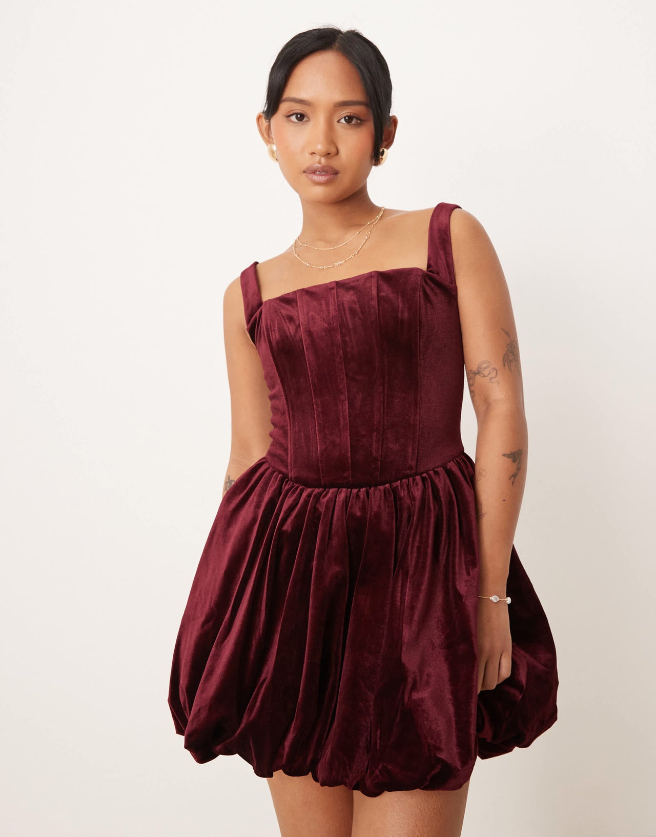 Forever New Petite structured hem mini dress in red