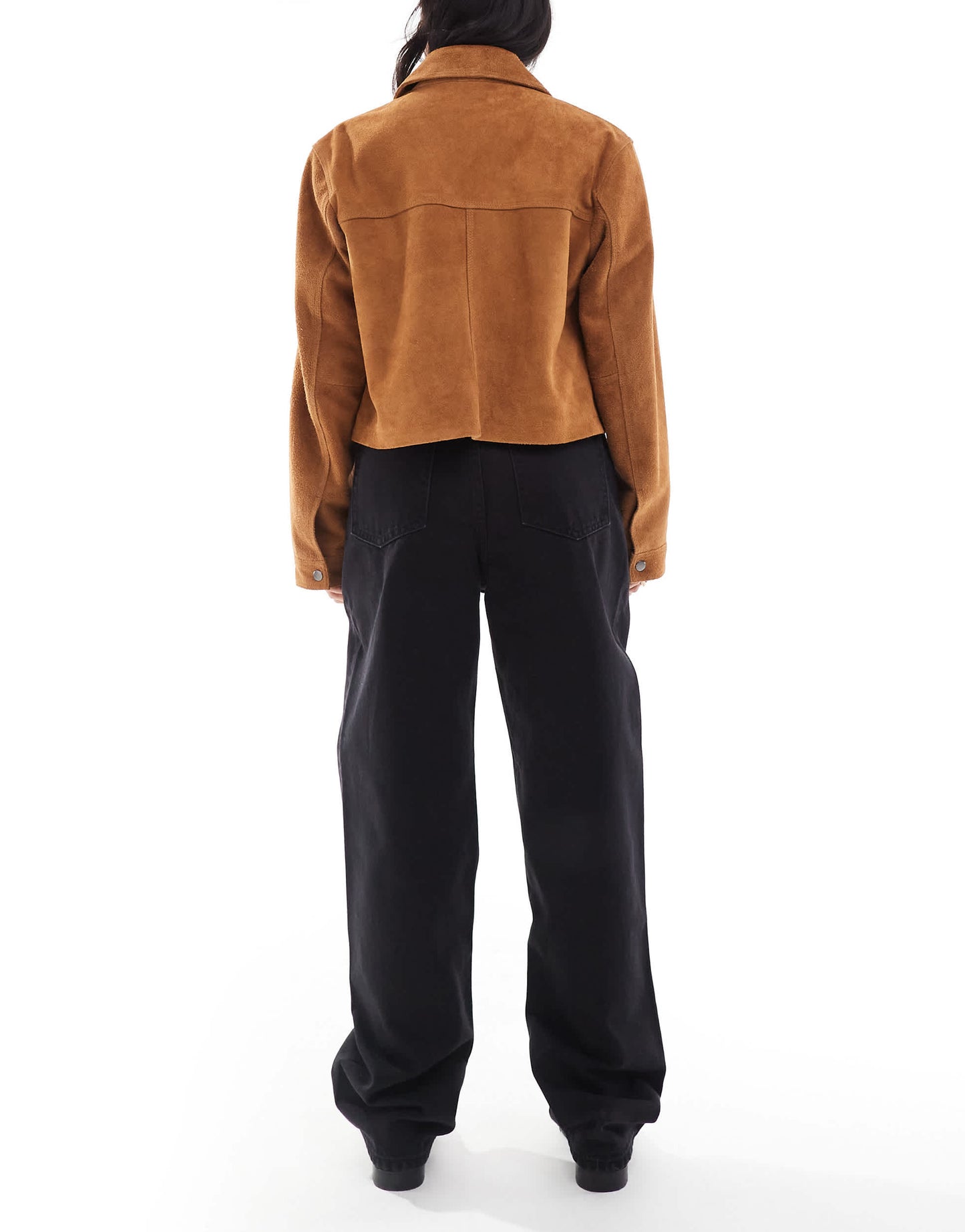 Bershka Petite wide leg mom jeans in black