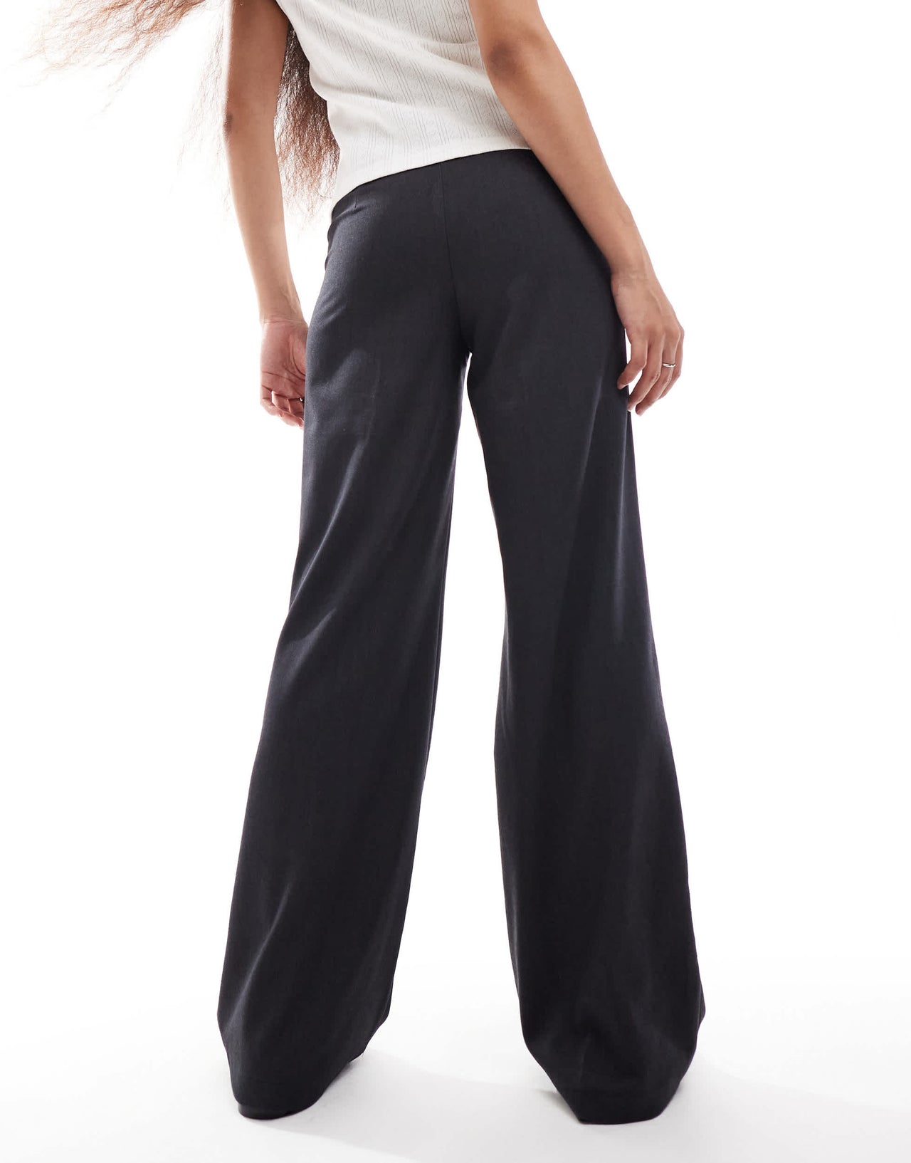 Bershka Petite tailored trouser in charcoal
