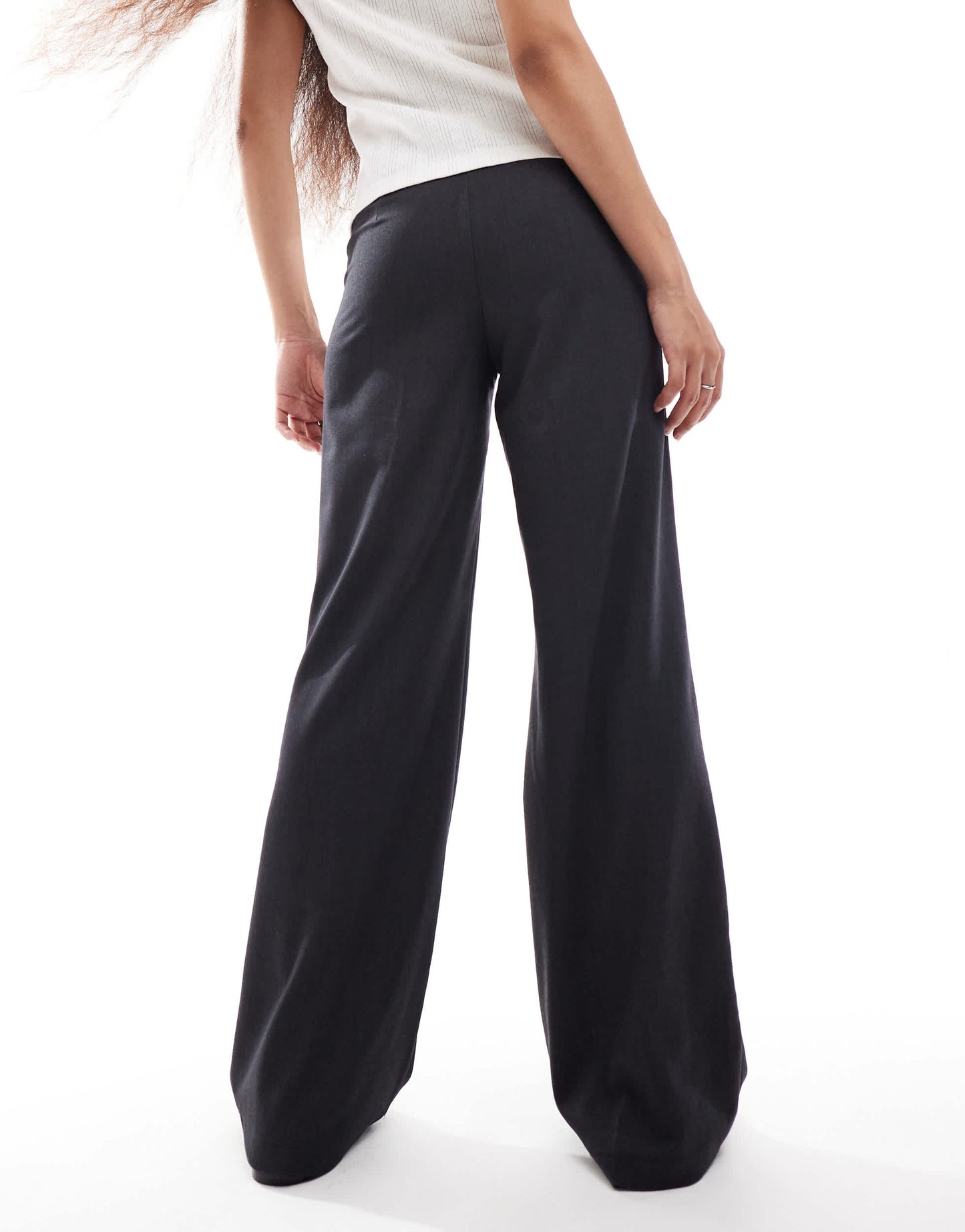 Bershka Petite tailored trouser in charcoal