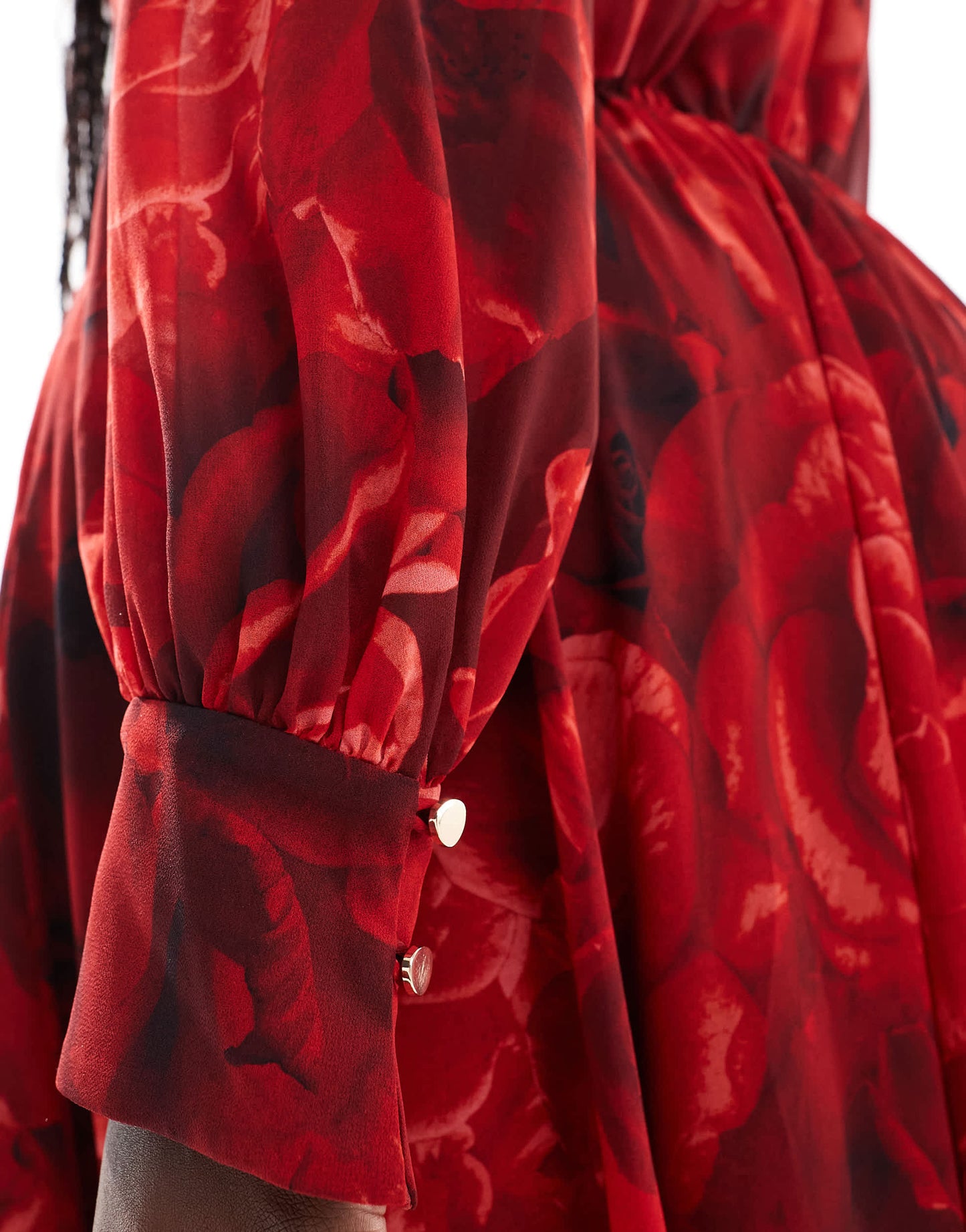 Ever New Curve long sleeve maxi dress in red rose floral