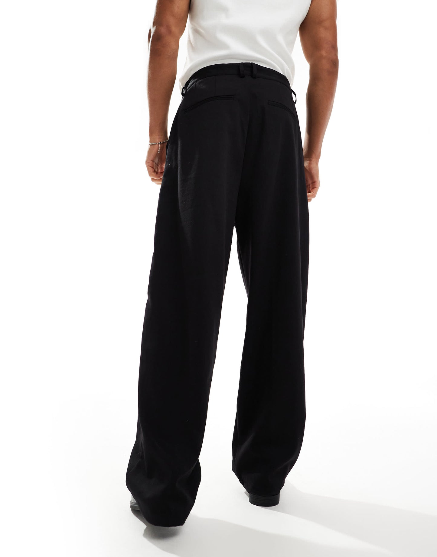 Bershka baggy tailored trouser in black