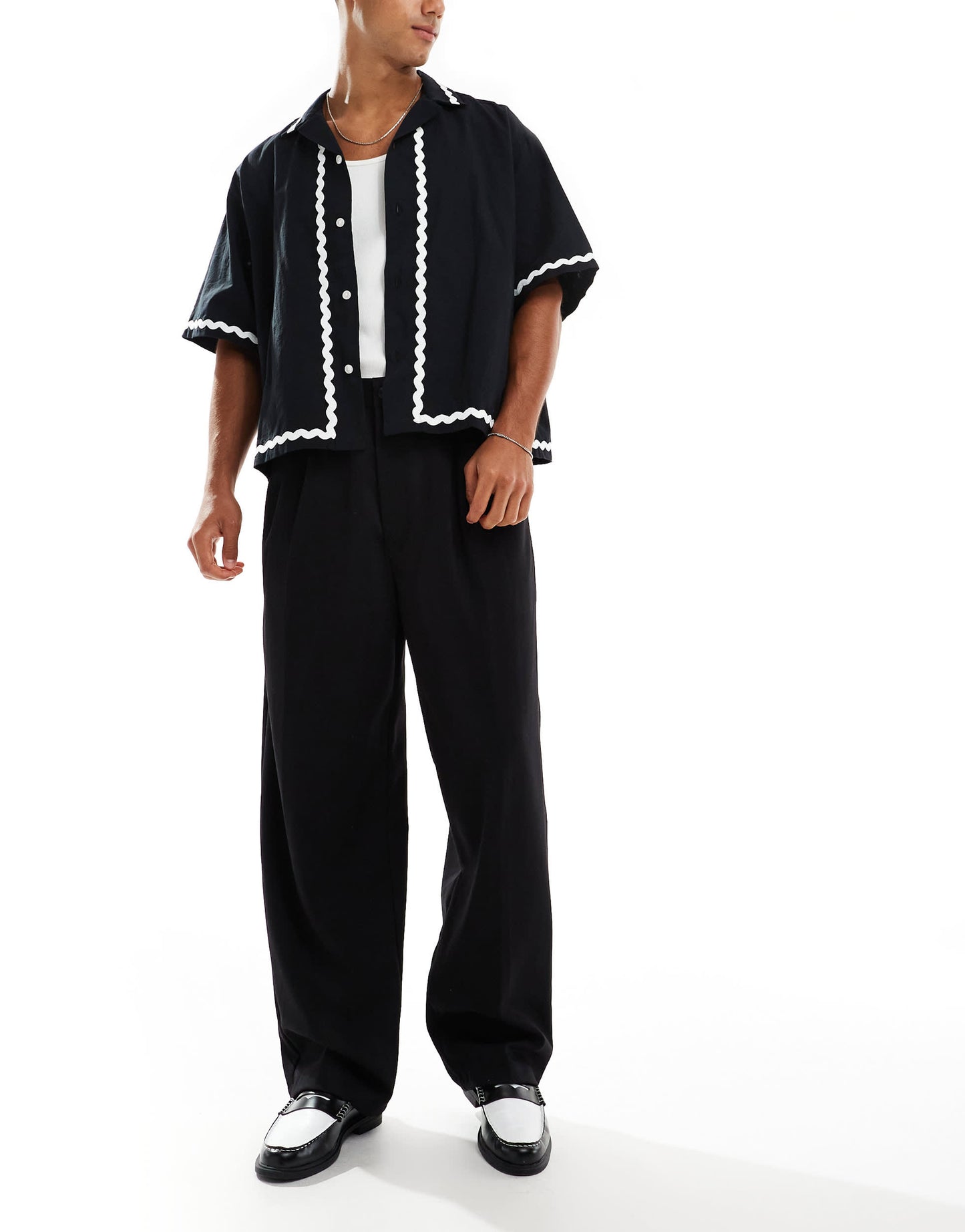 Bershka baggy tailored trouser in black