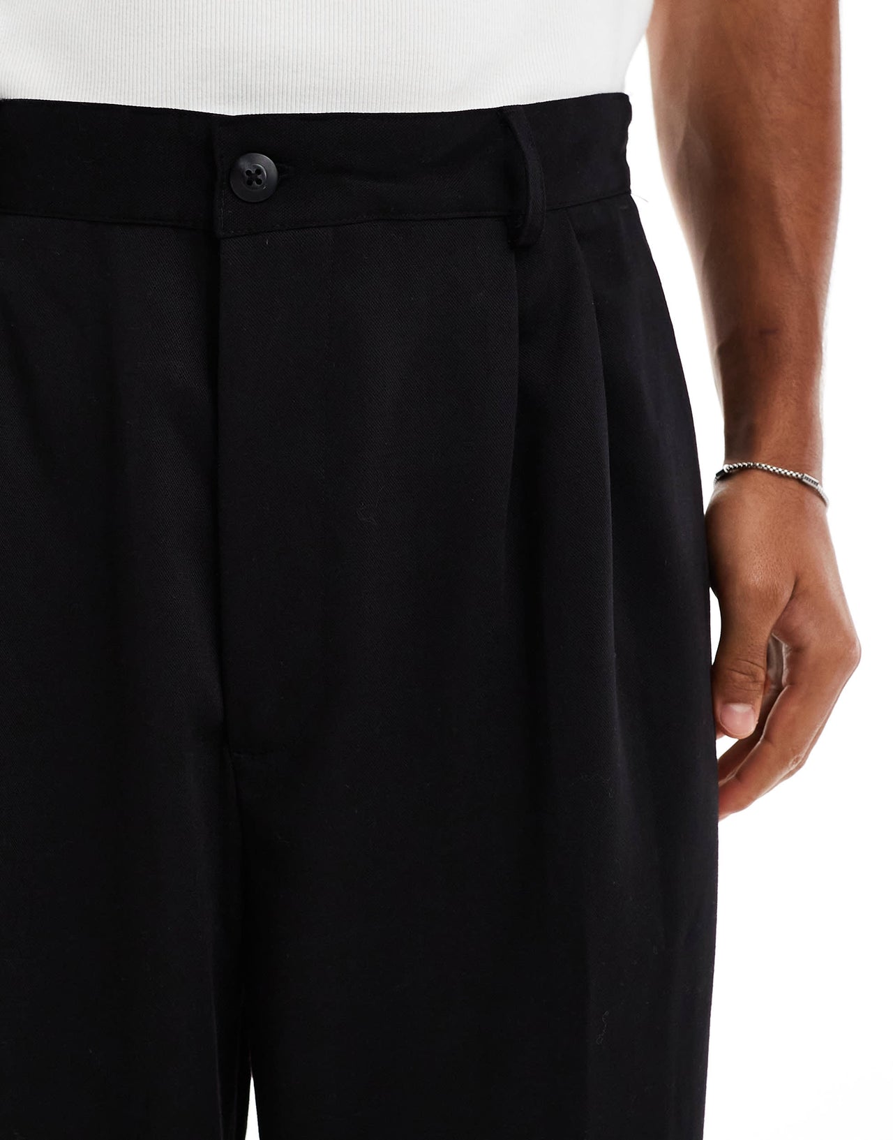 Bershka baggy tailored trouser in black