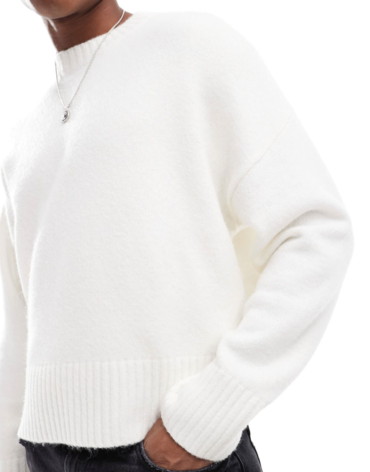 Bershka heavy knit jumper in white