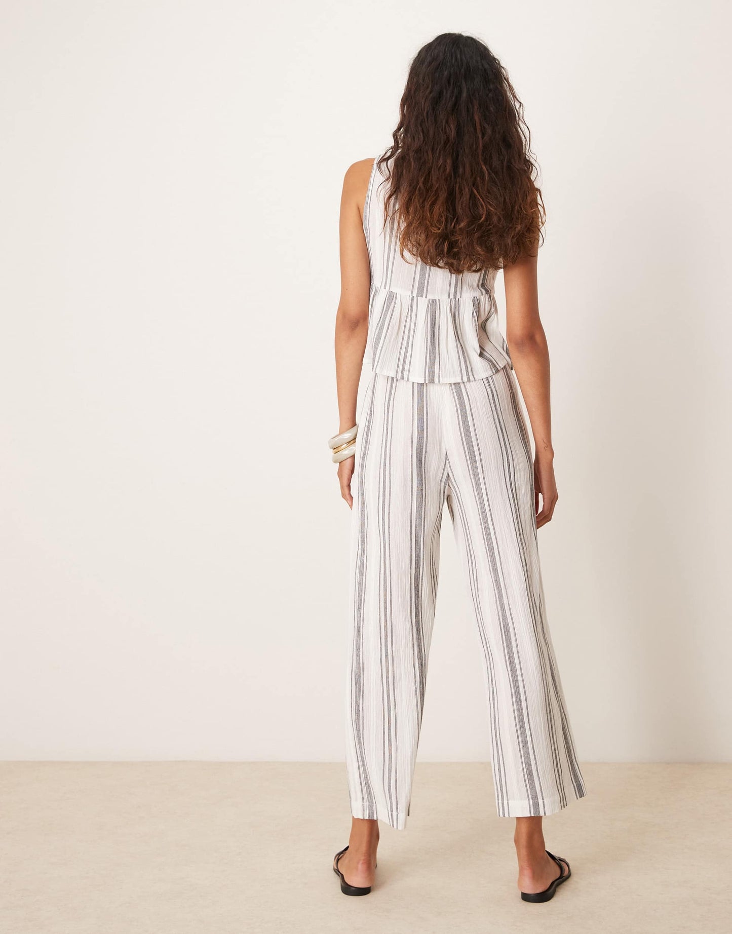 Iisla & Bird stripe beach loose fit trouser co-ord in grey