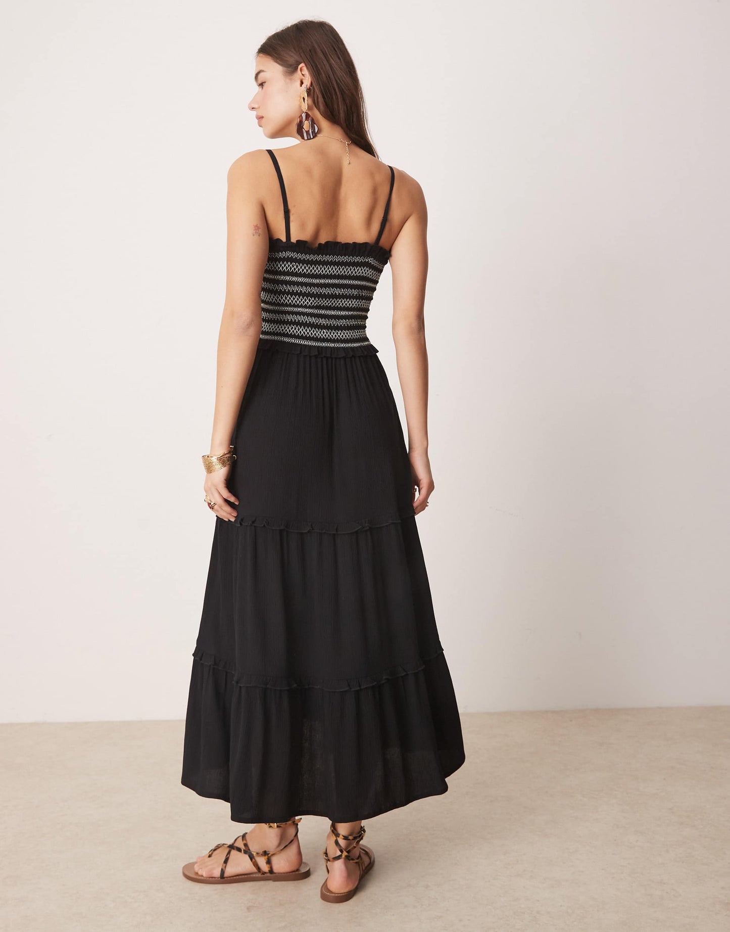 Iisla & Bird contrast trim maxi beach dress in black