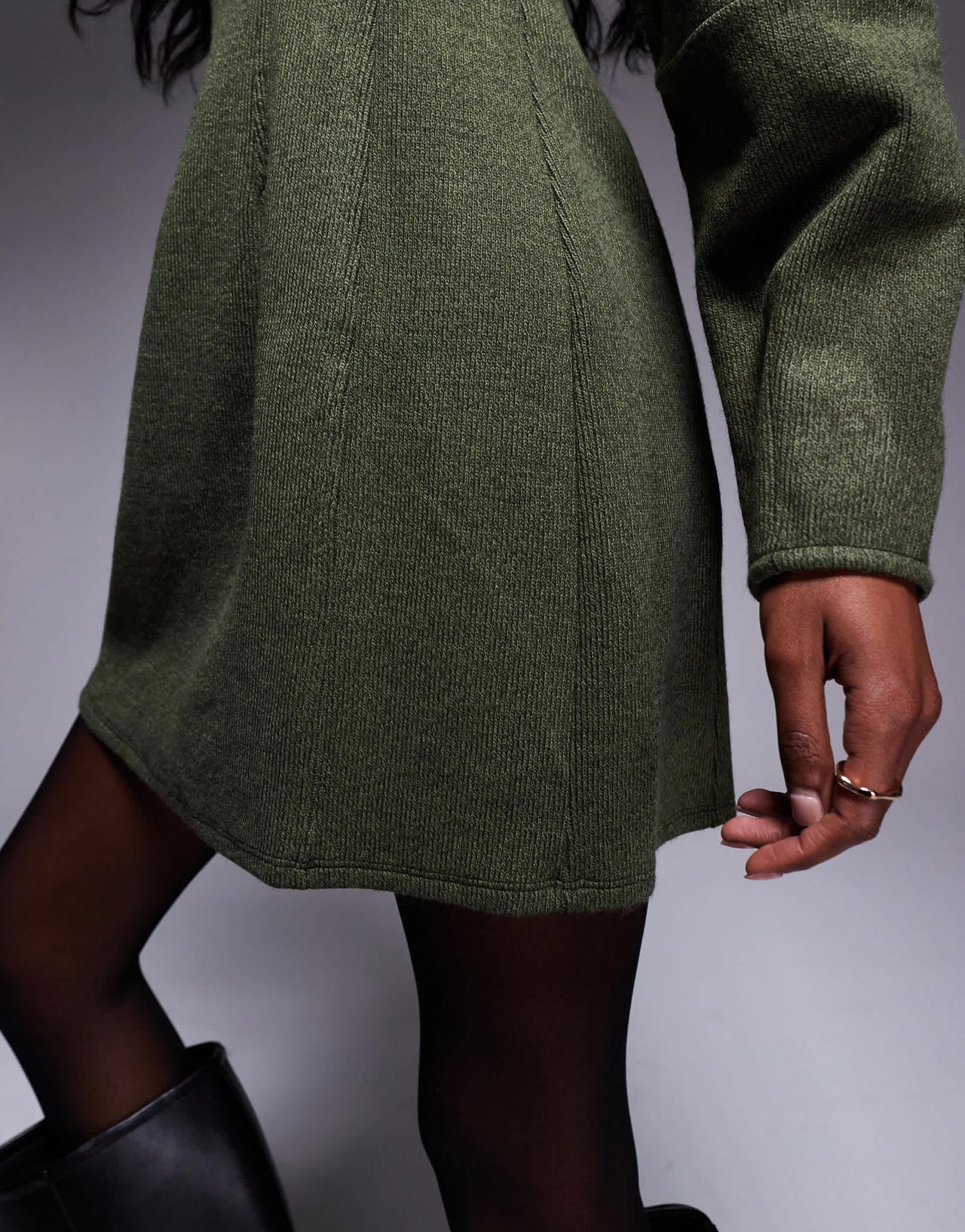 ASOS DESIGN supersoft seamed detail cocoon sleeve mini dress in khaki