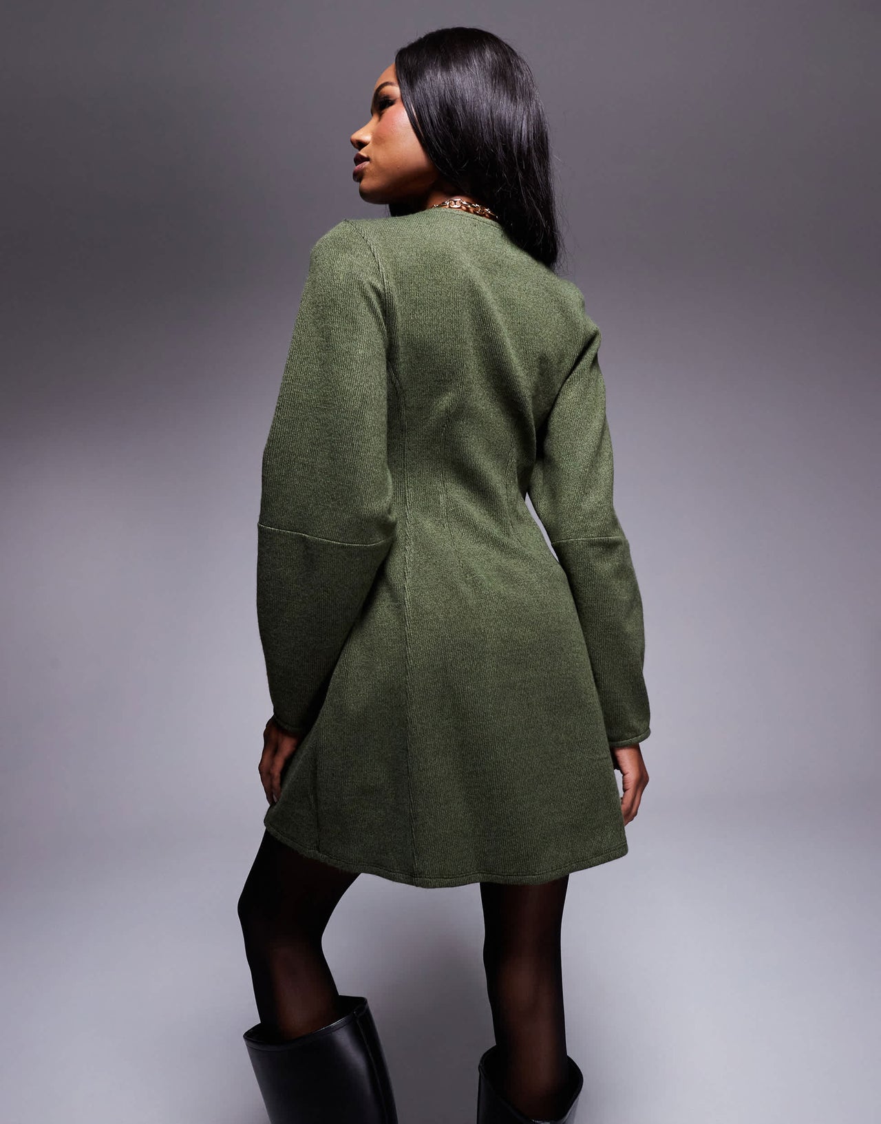 ASOS DESIGN supersoft seamed detail cocoon sleeve mini dress in khaki