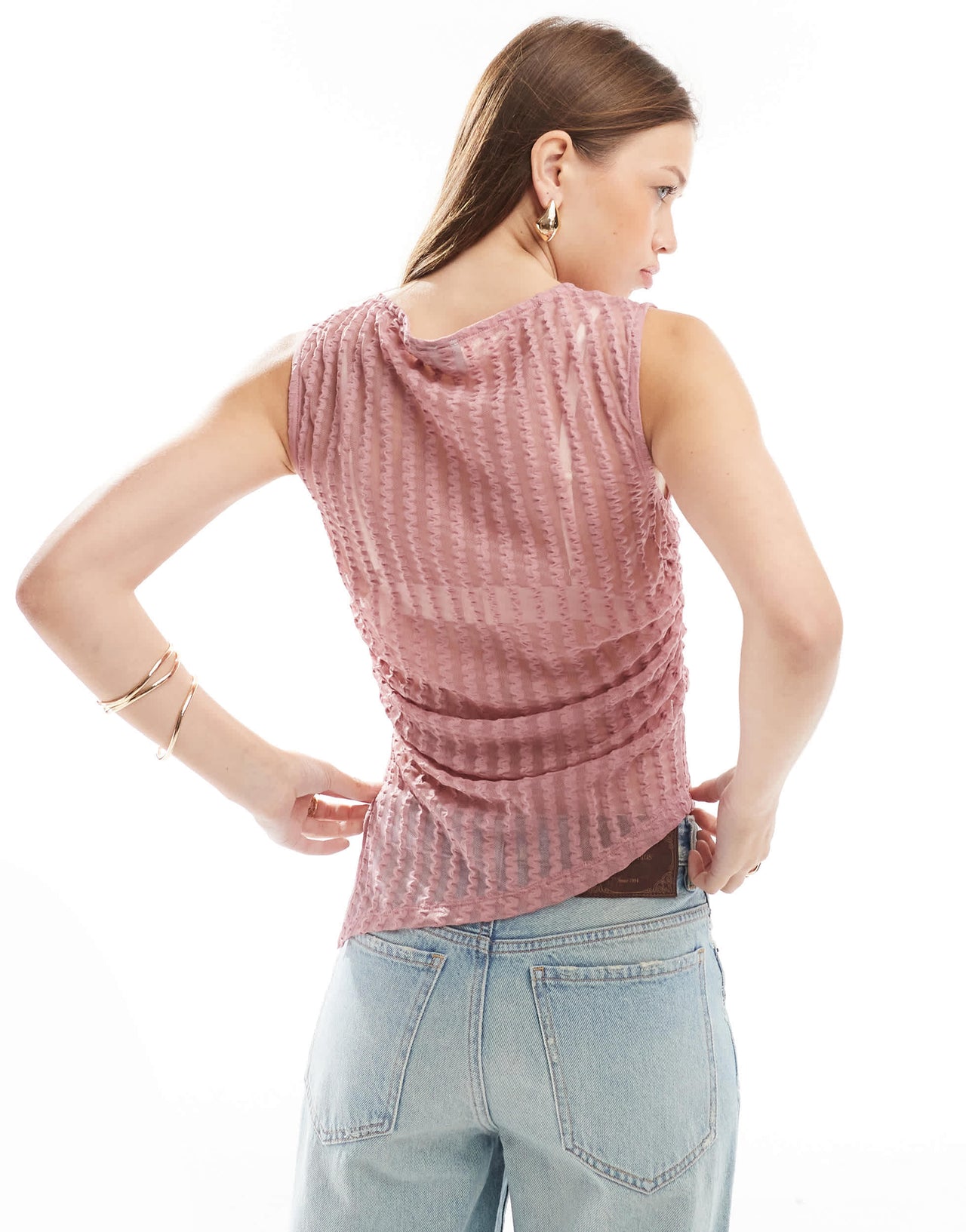 ASOS DESIGN  wavey texture asymmetric top in pink