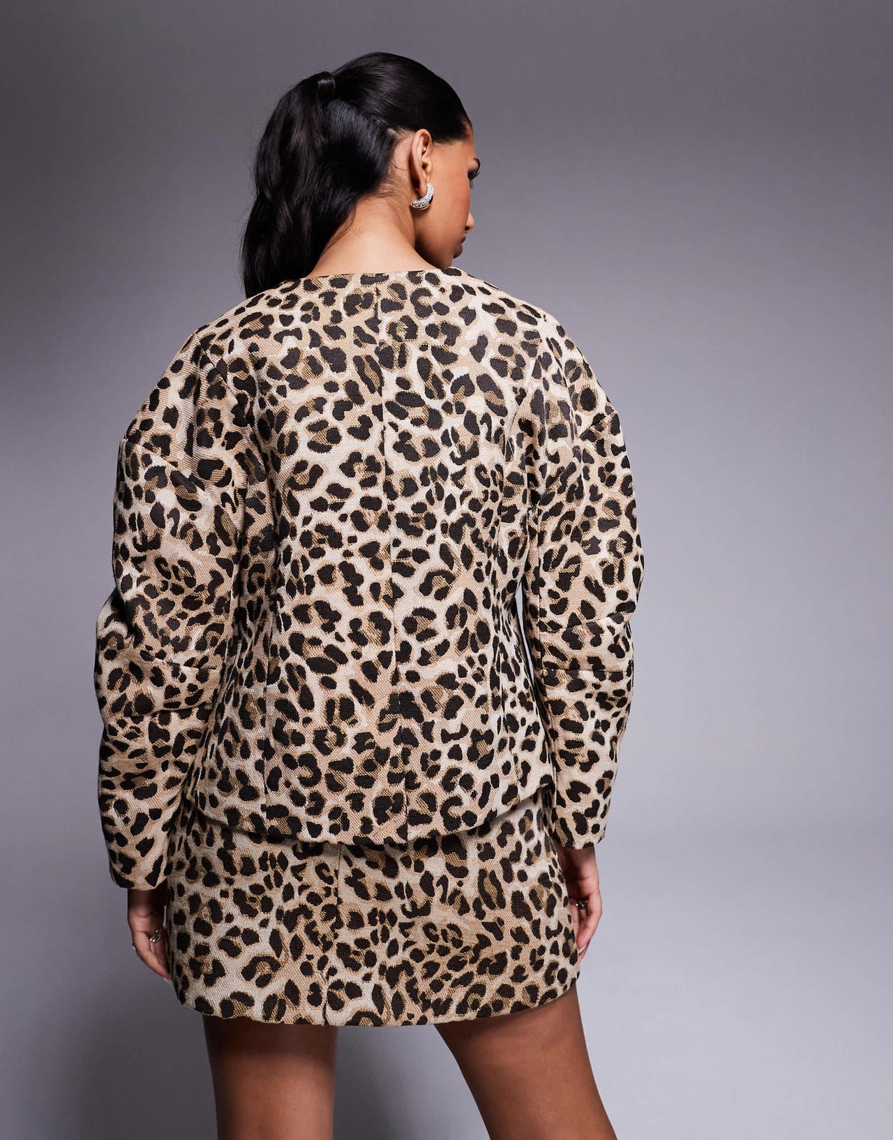 River Island cocoon jacket co-ord in leopard print