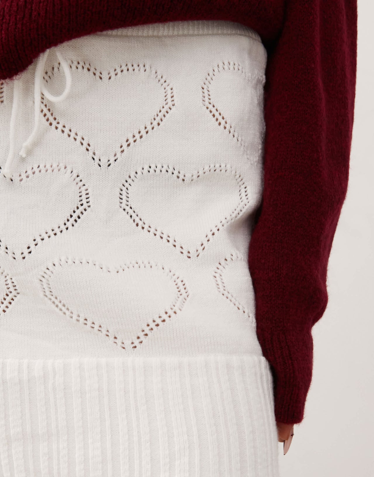 Reclaimed Vintage knitted pointelle skirt in off white