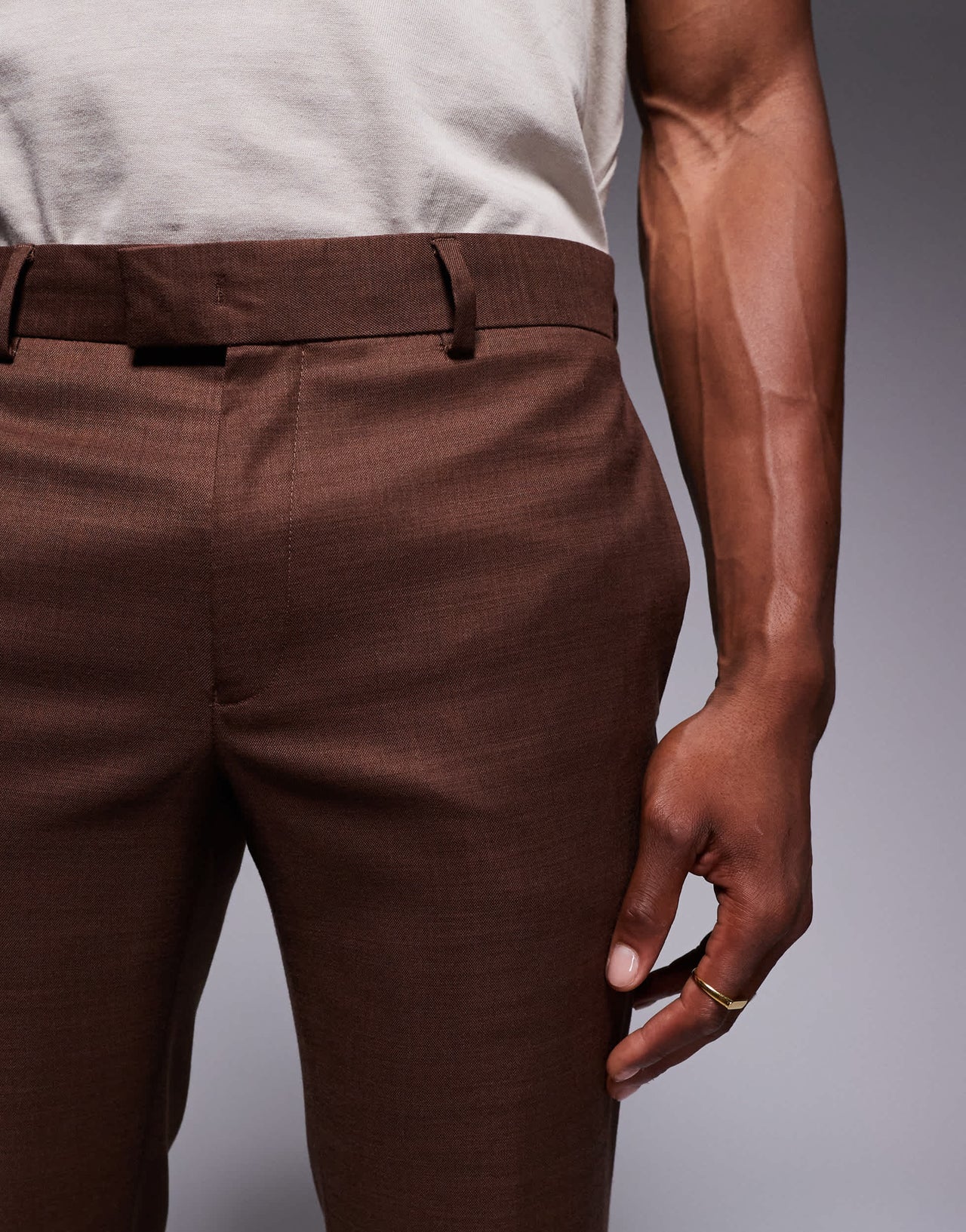 River Island slim suit trousers in rust