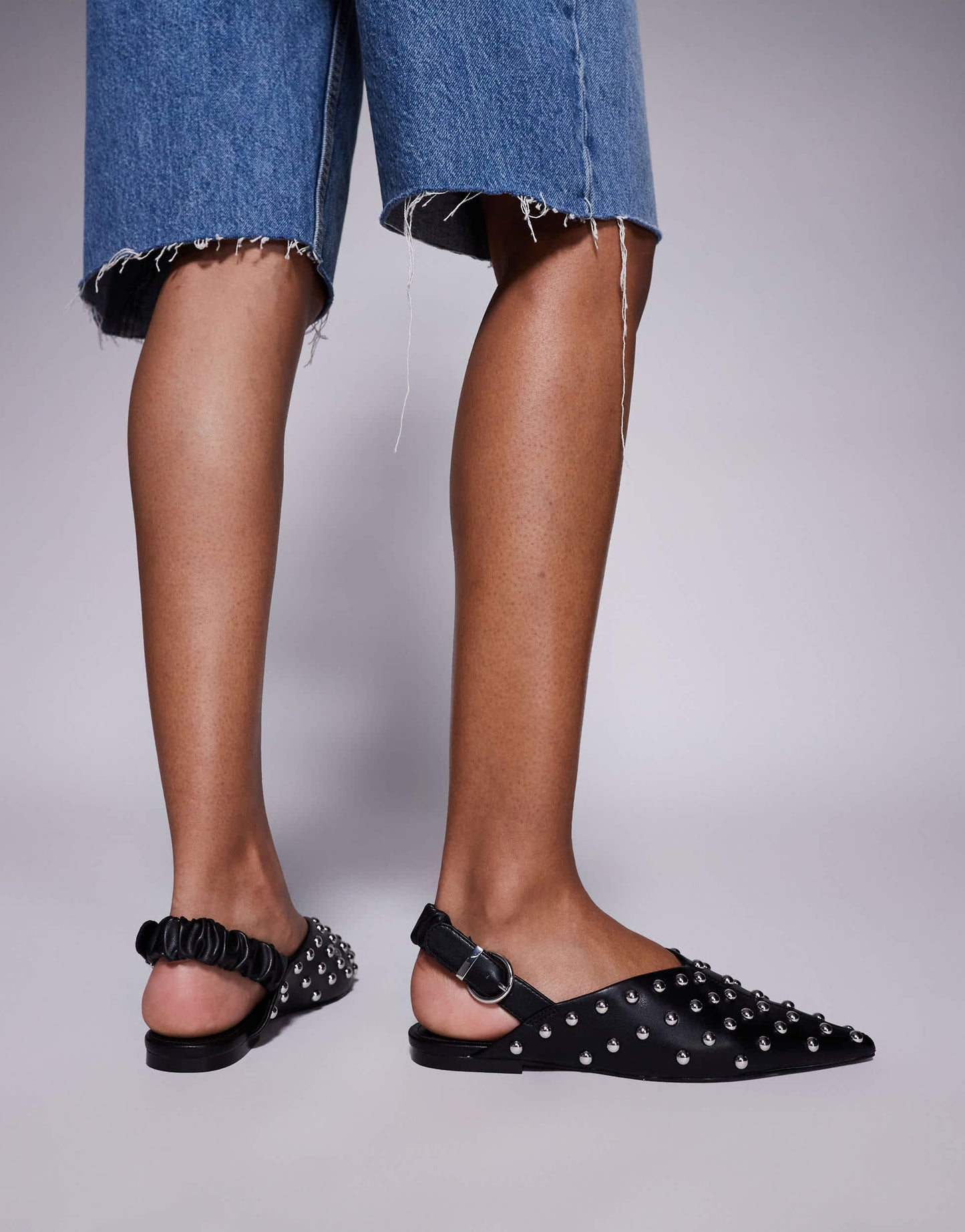 Steve Madden Zeta-s slingback studded shoe in black