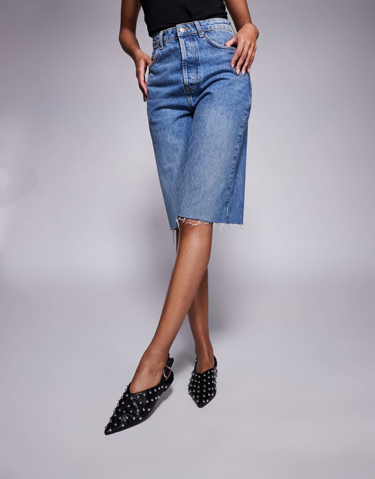 Steve Madden Zeta-s slingback studded shoe in black