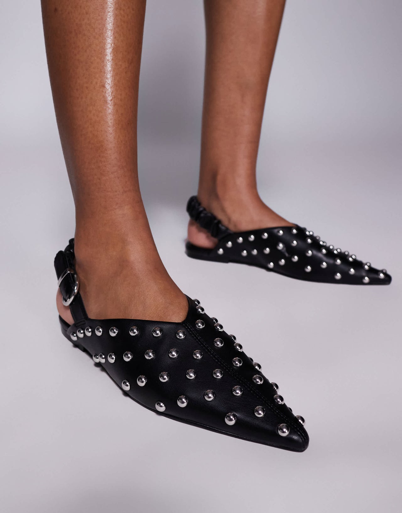 Steve Madden Zeta-s slingback studded shoe in black