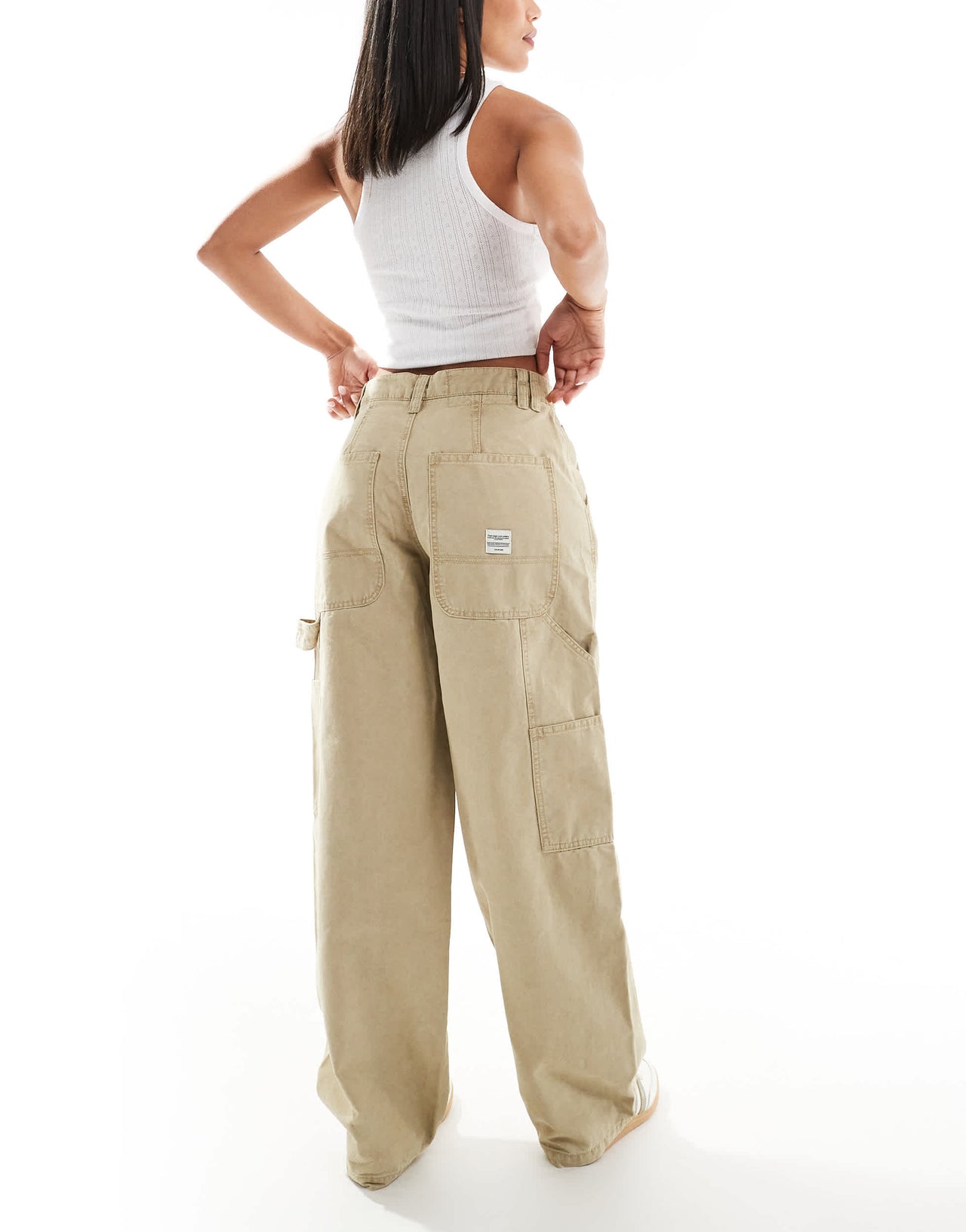 Bershka carpenter trousers in brown