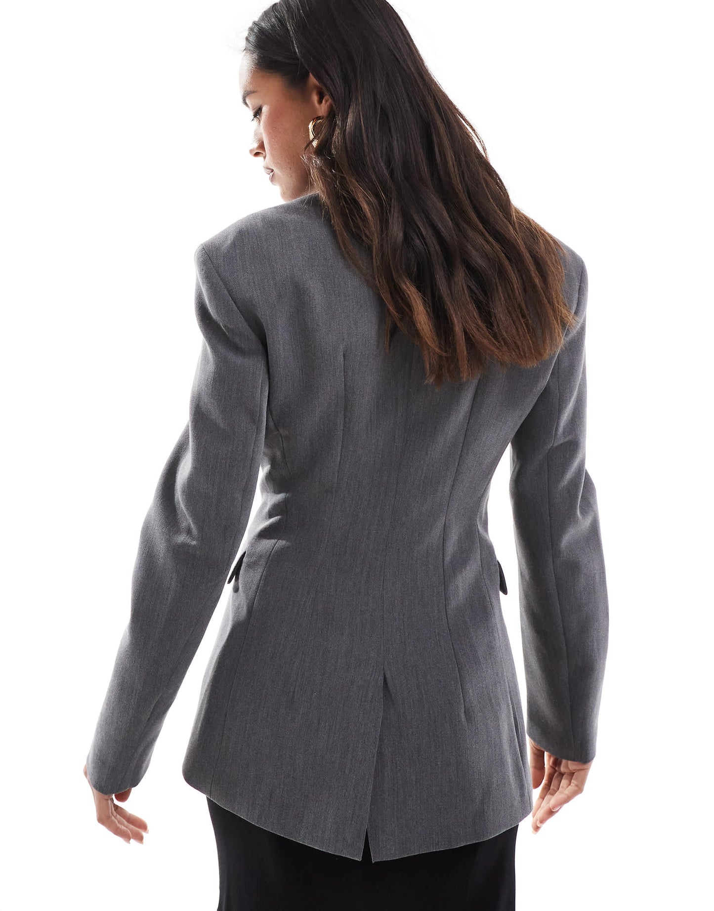 Bershka waist cinched blazer in grey
