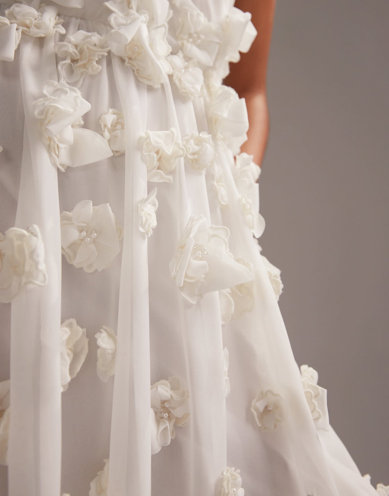 ASOS DESIGN 3D floral statement halter maxi wedding dress in ivory
