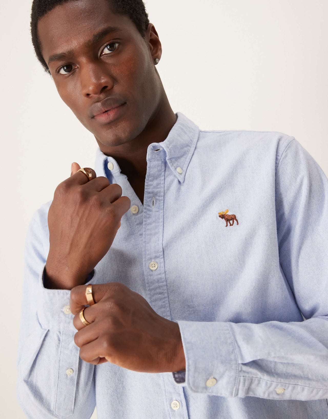 Abercrombie & Fitch icon logo oxford shirt in light blue