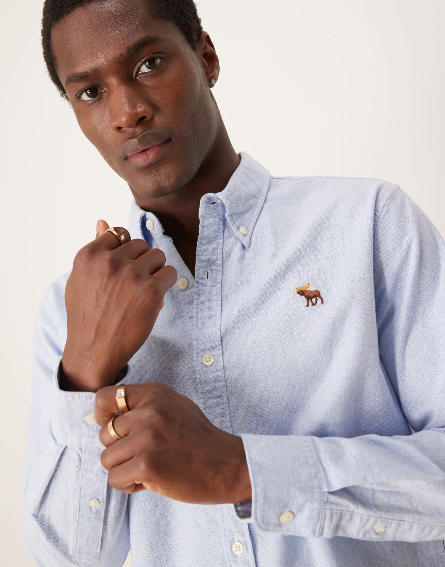 Abercrombie & Fitch icon logo oxford shirt in light blue