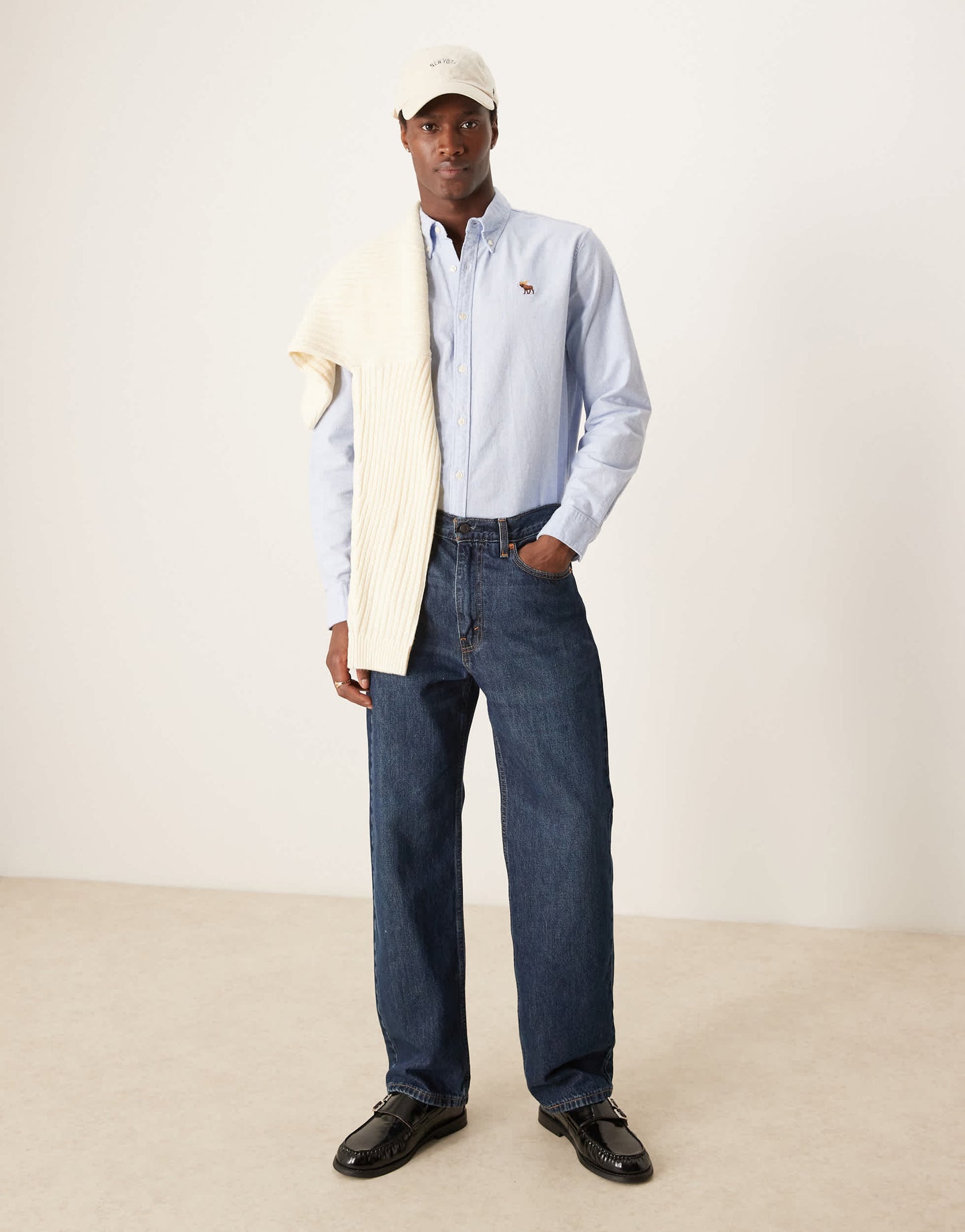 Abercrombie & Fitch icon logo oxford shirt in light blue