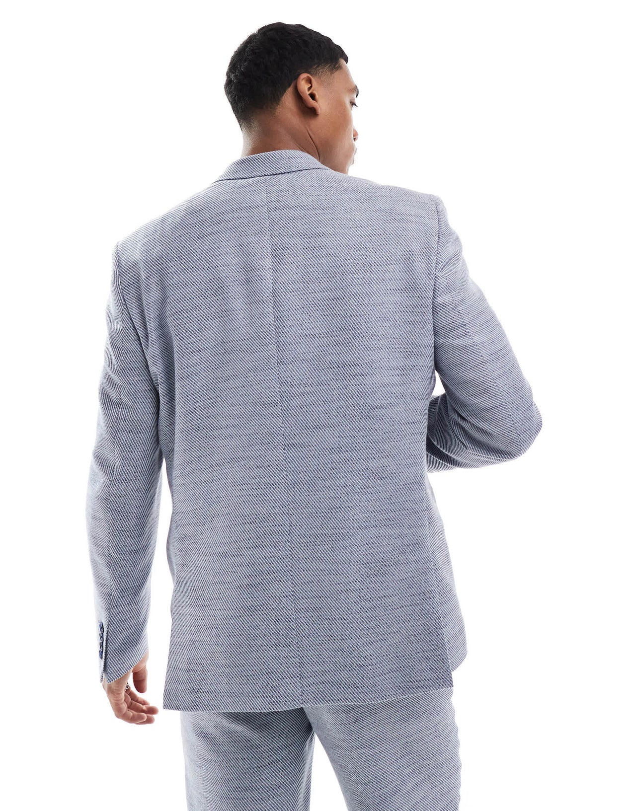 ASOS DESIGN double breasted regular suit jacket in blue texture