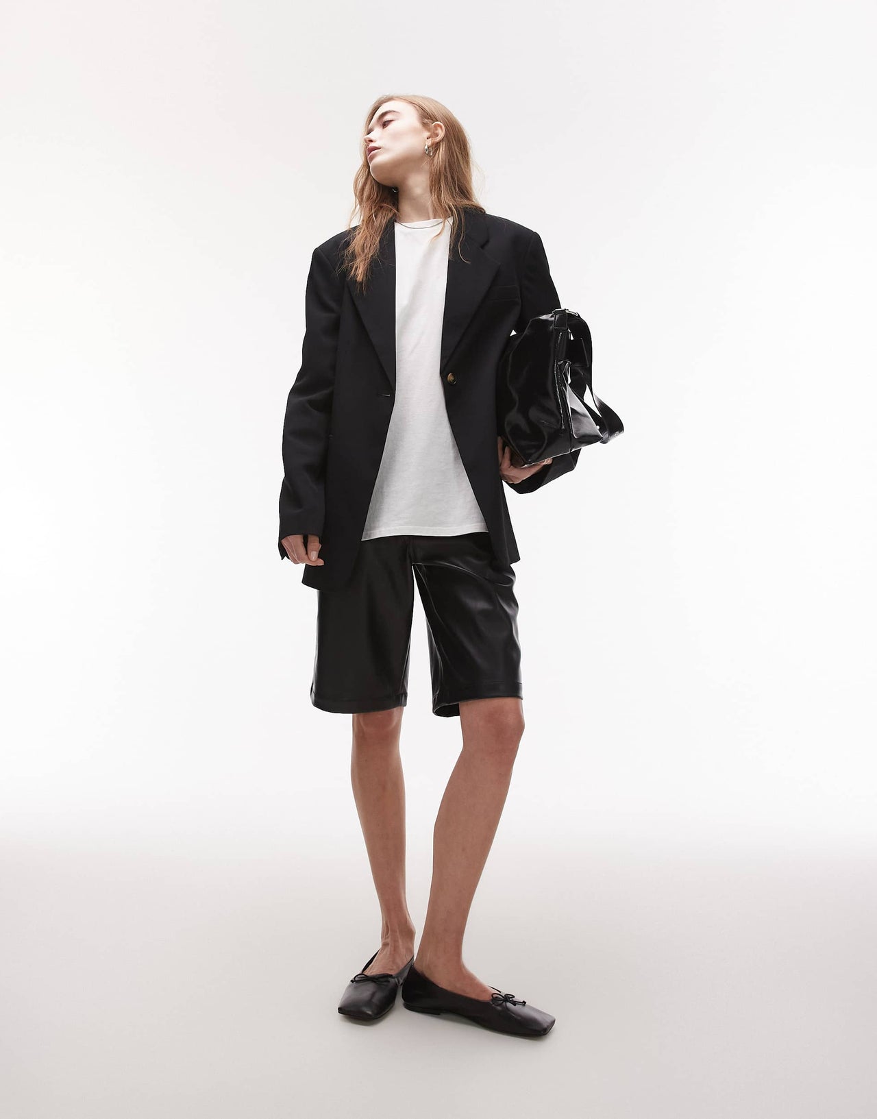 Topshop oversized chuck on blazer in black