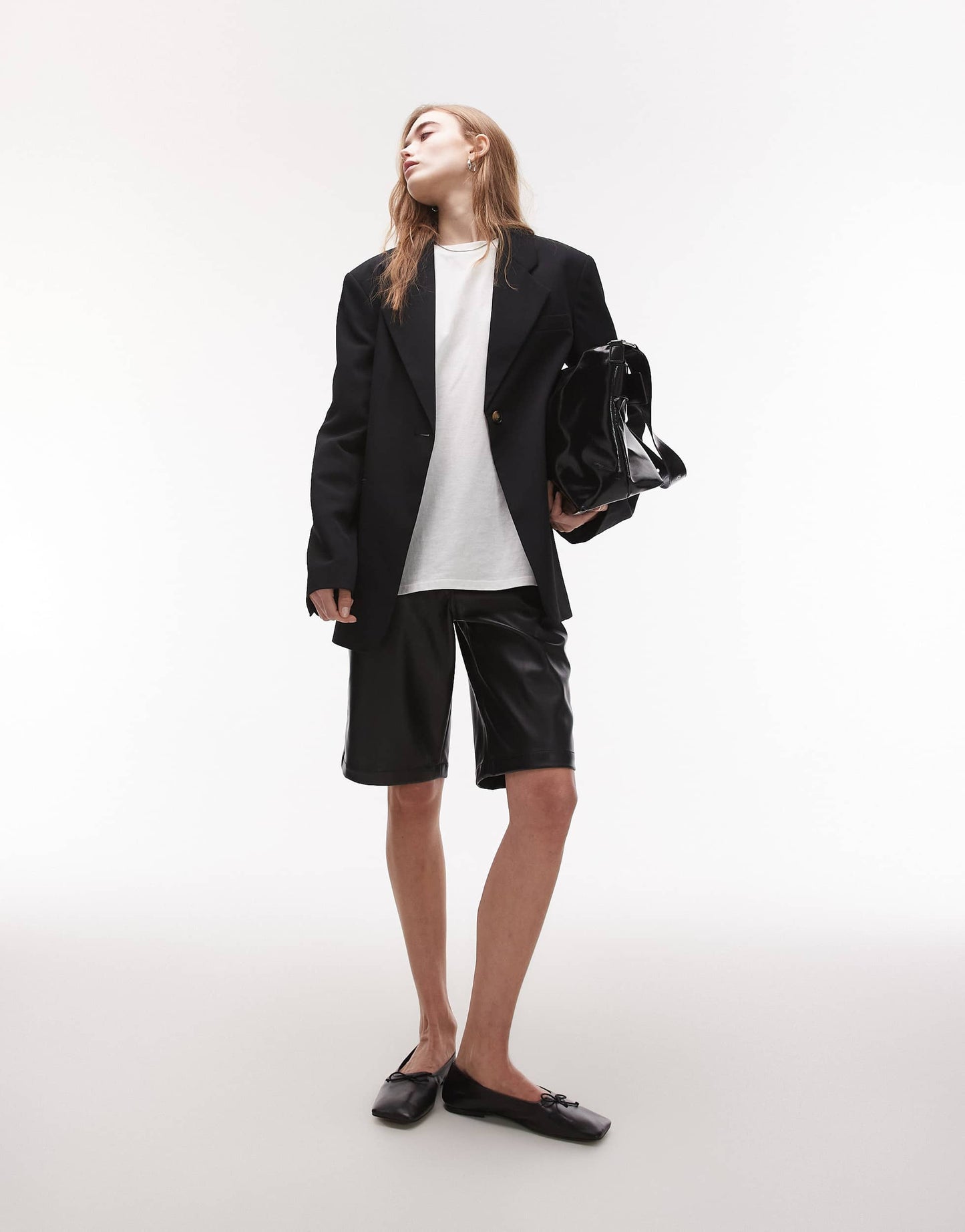 Topshop oversized chuck on blazer in black