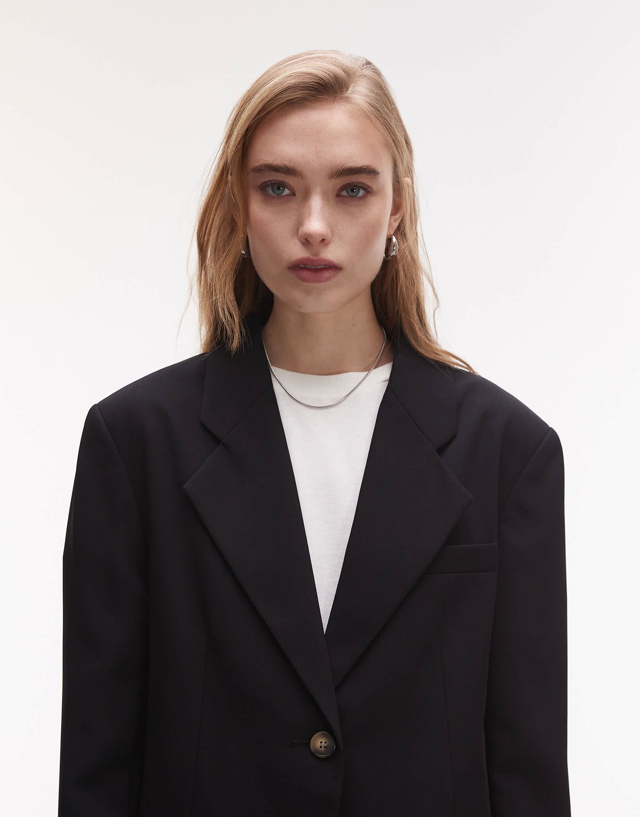 Topshop oversized chuck on blazer in black