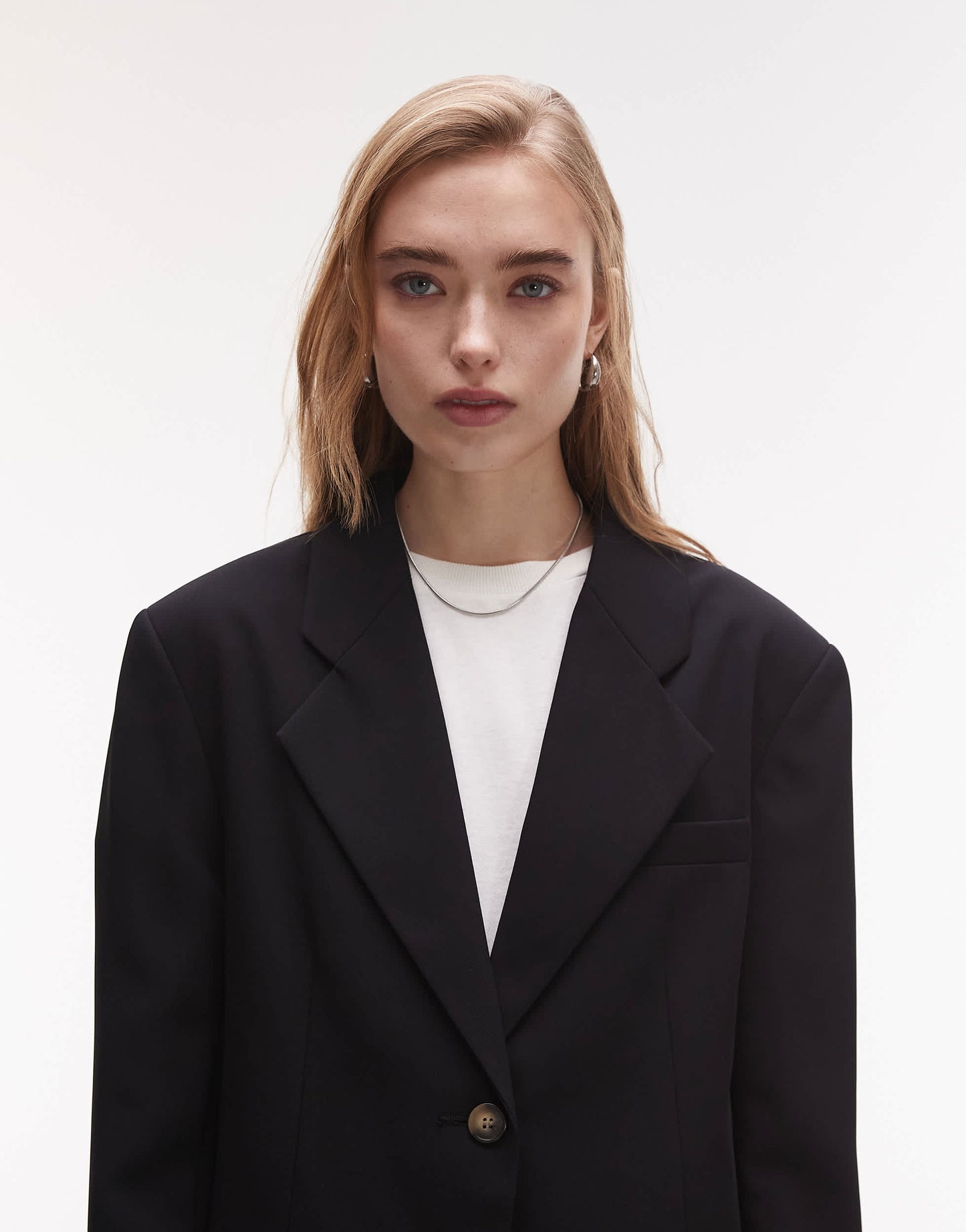 Topshop oversized chuck on blazer in black