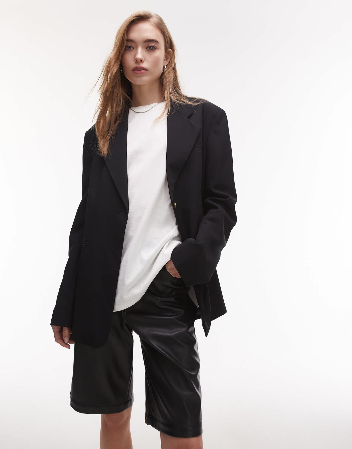 Topshop oversized chuck on blazer in black