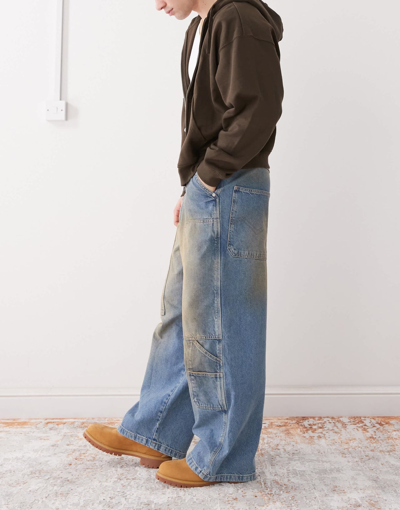 COLLUSION baggy carpenter jeans in dirty wash - MBLUE