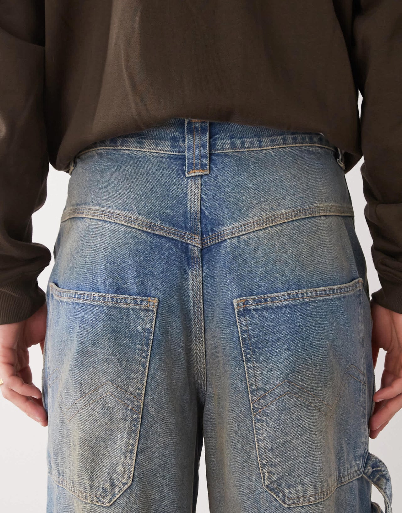 COLLUSION baggy carpenter jeans in dirty wash - MBLUE