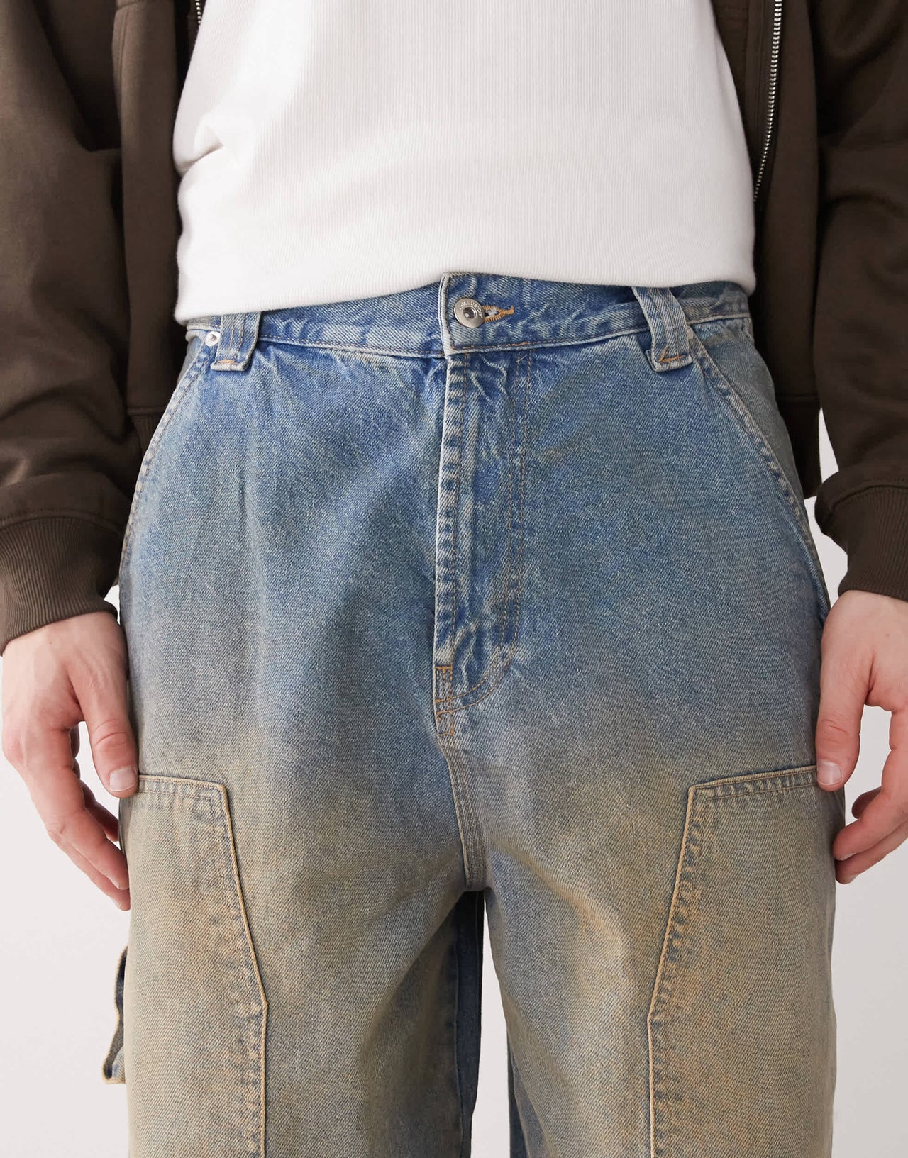 COLLUSION baggy carpenter jeans in dirty wash - MBLUE