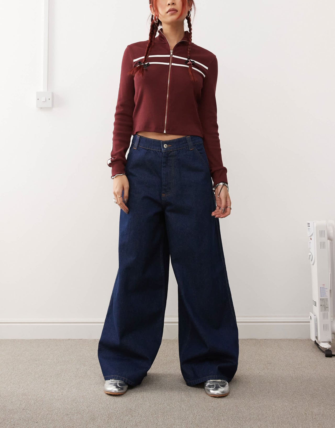 COLLUSION wide leg seam detail jeans in indigo